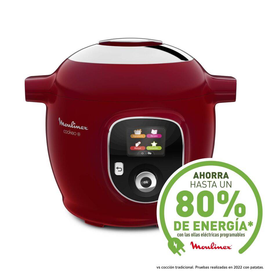 Cookeo+, Olla Programable, 6L, 180 Recetas, Rojo
