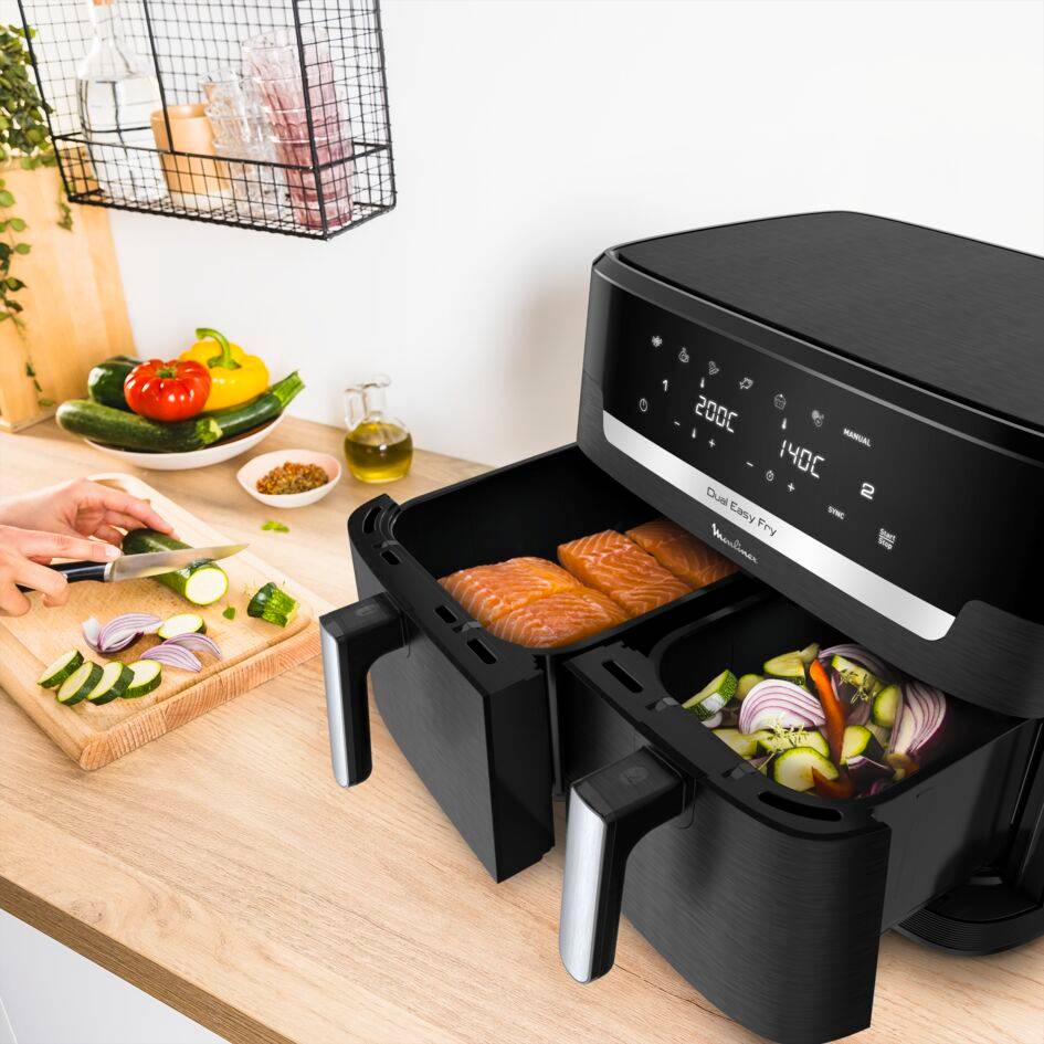 Freidora de aire con dos cestasindependientes Dual Easy Fry XXL de Moulinex