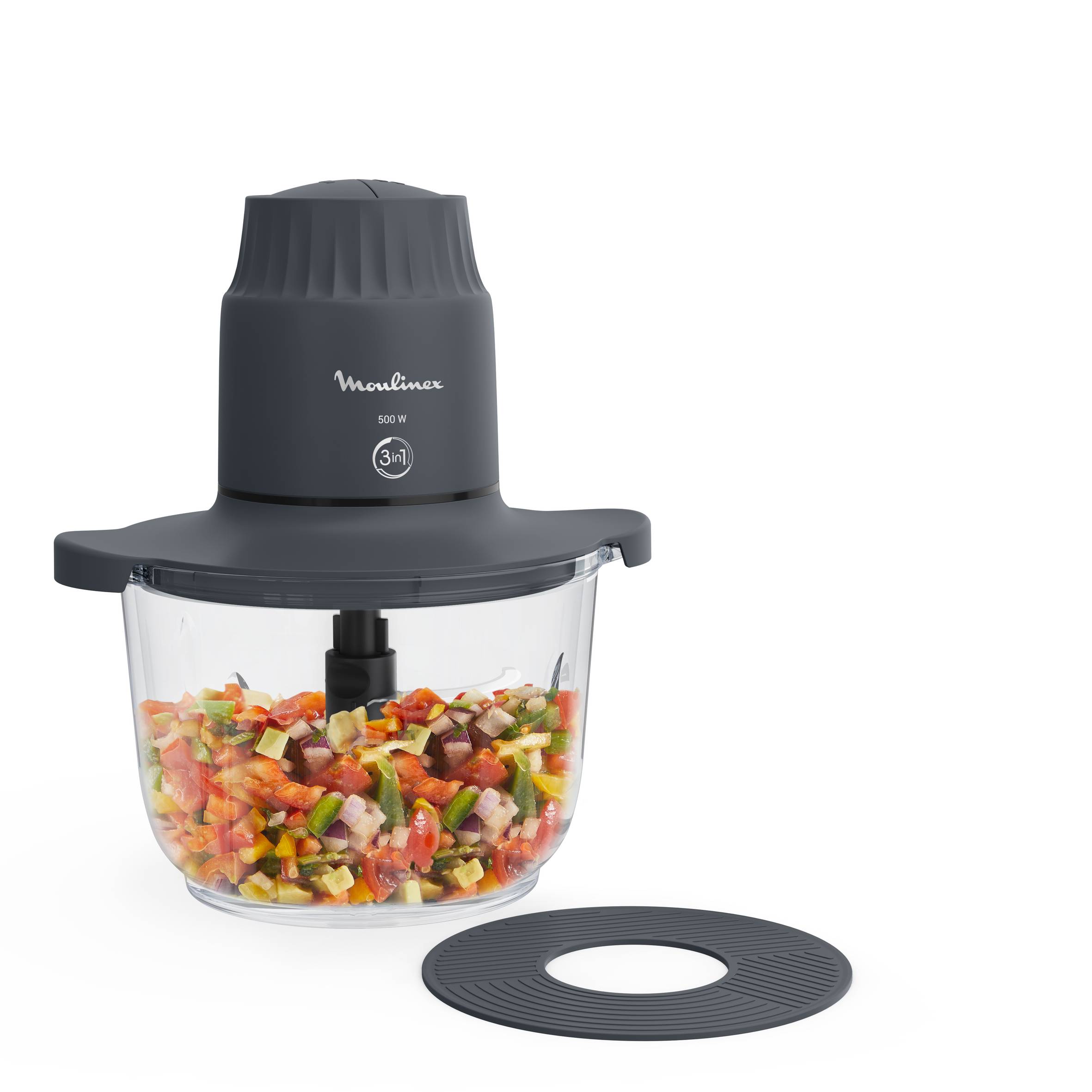 Choppeo, Picadora con vaso de cristal, 1 L de capacidad, Vidrio de borosilicato, 2 velocidades, color Java Pepper