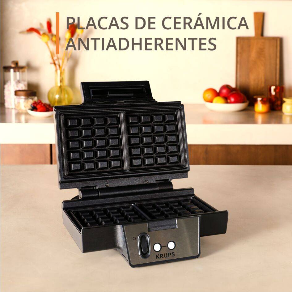 Gofrera Iconic, Placas Antiadherentes de Cerámica, Almacenamiento vertical, Inox