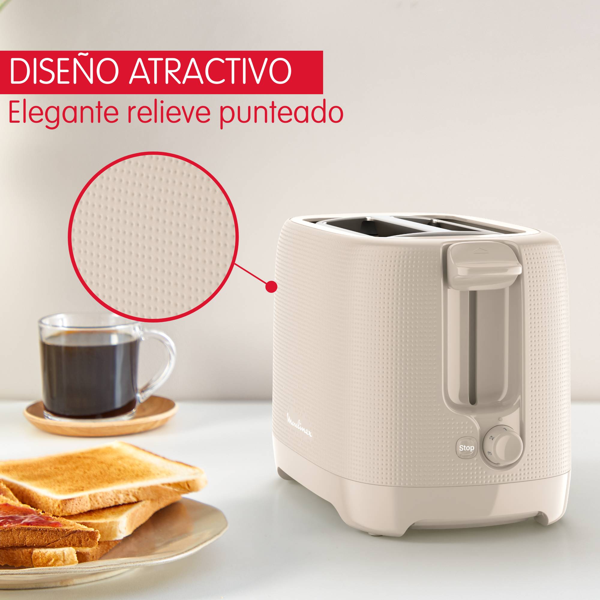 Morning, Tostadora de 2 Ranuras, Beige, 7 Niveles de Tostado