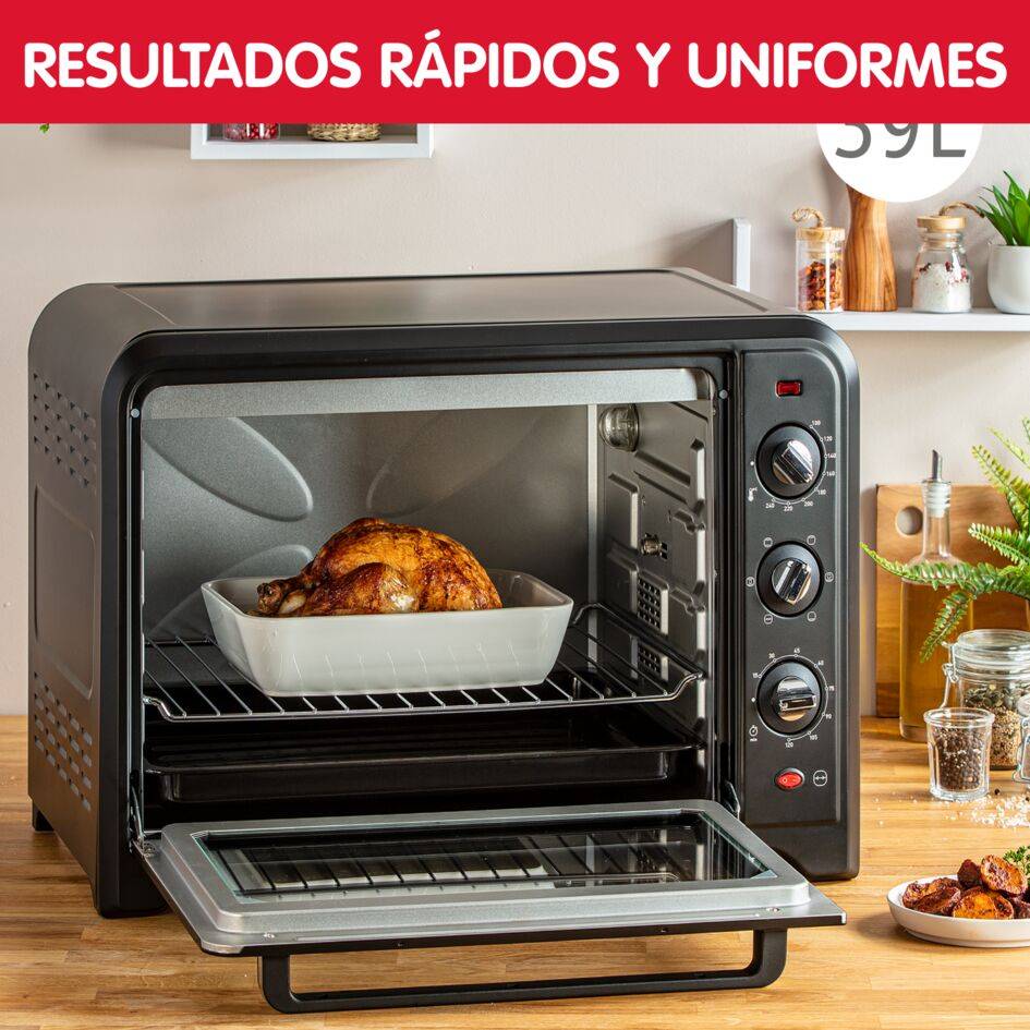 Optimo, Horno de convección, 39 L, 7 modos de cocción, Negro