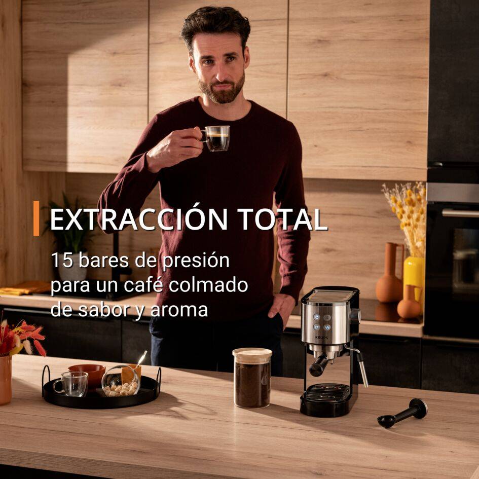 Virtuoso Essential, Cafetera espresso de bomba, 15 bares, Inox