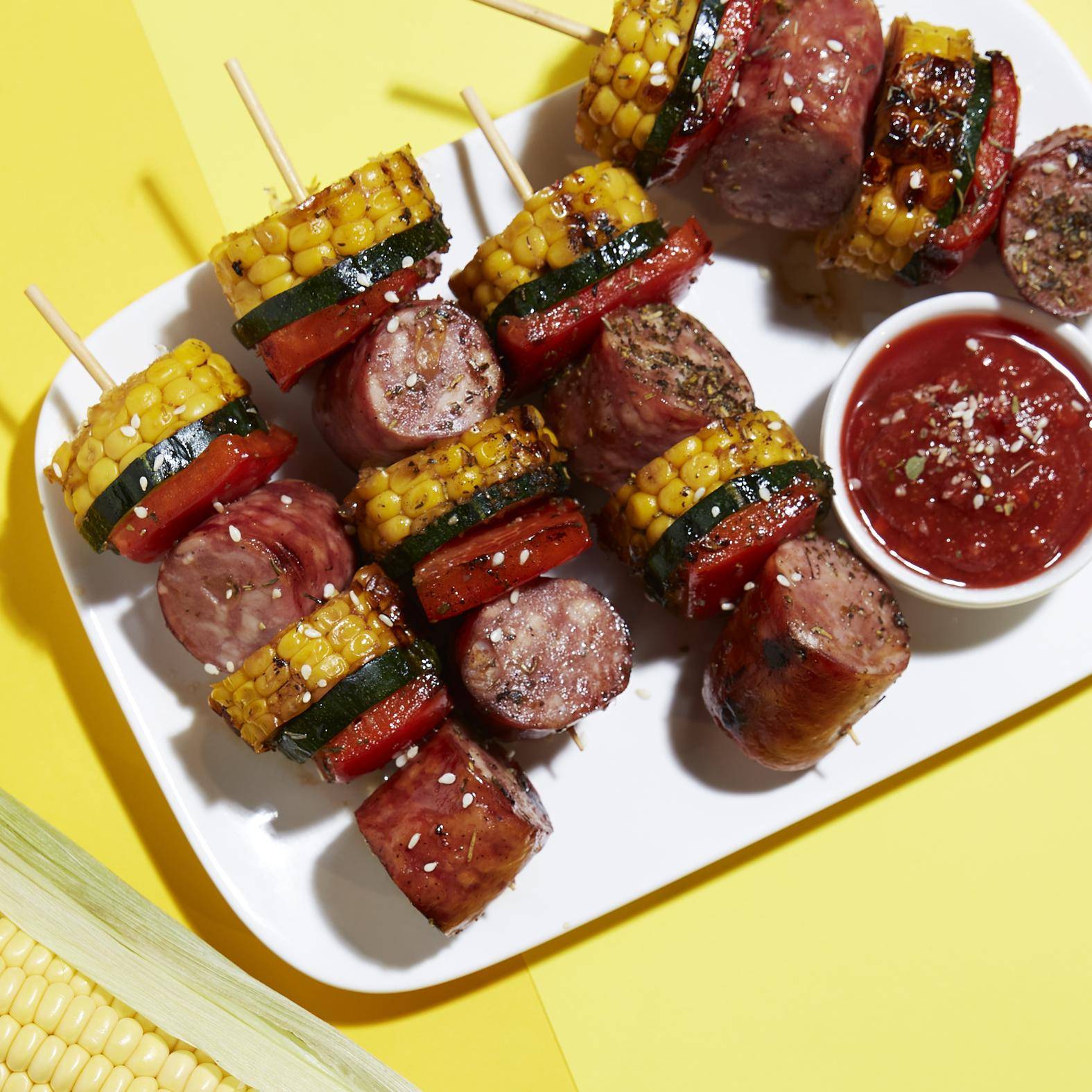 Brochetas de salchichas y verduras - Receta OptiGrill 2in1 | Moulinex