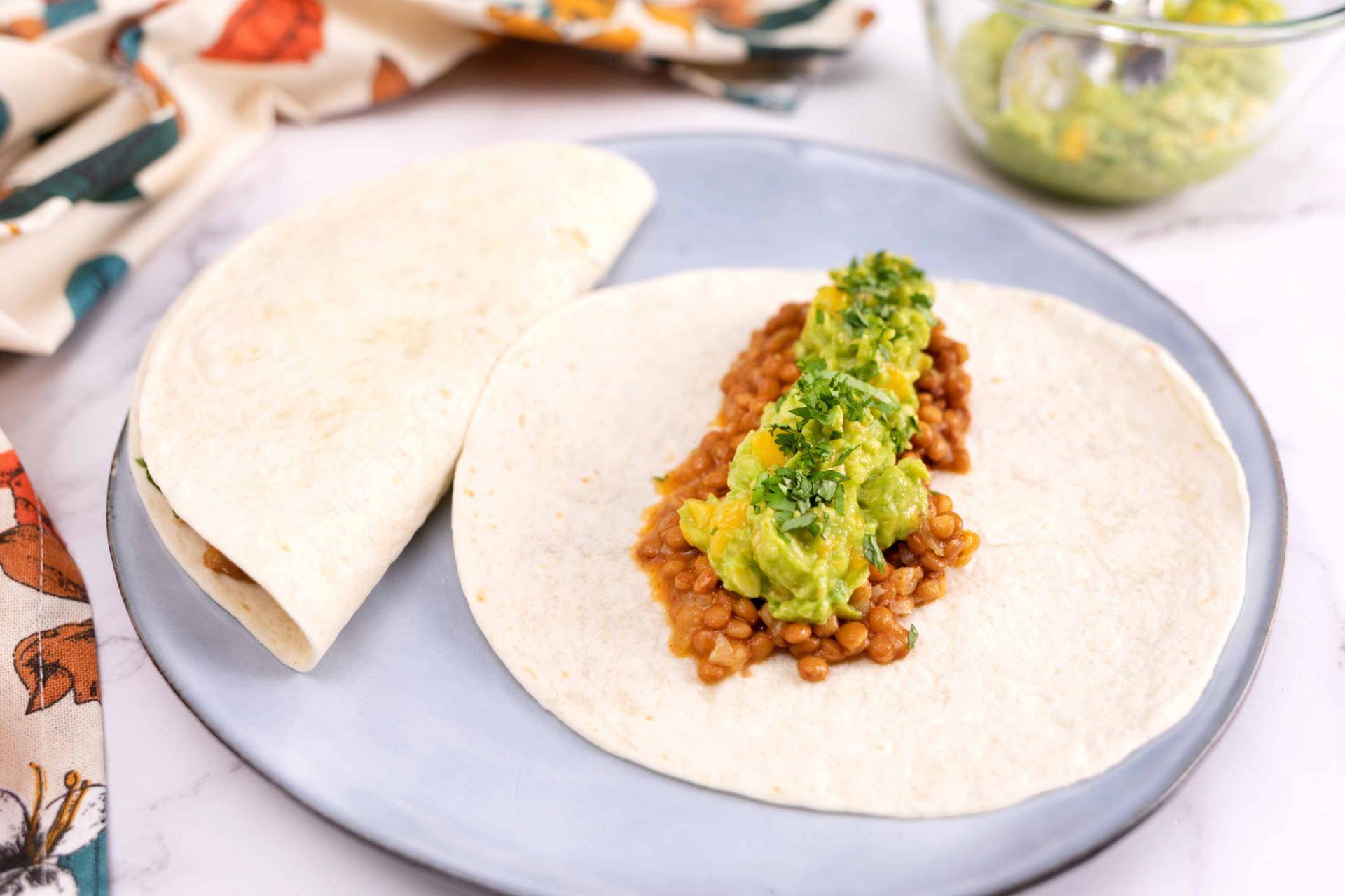 Tacos de lentejas guacamole y cilantro - Receta Click&Cook | Moulinex