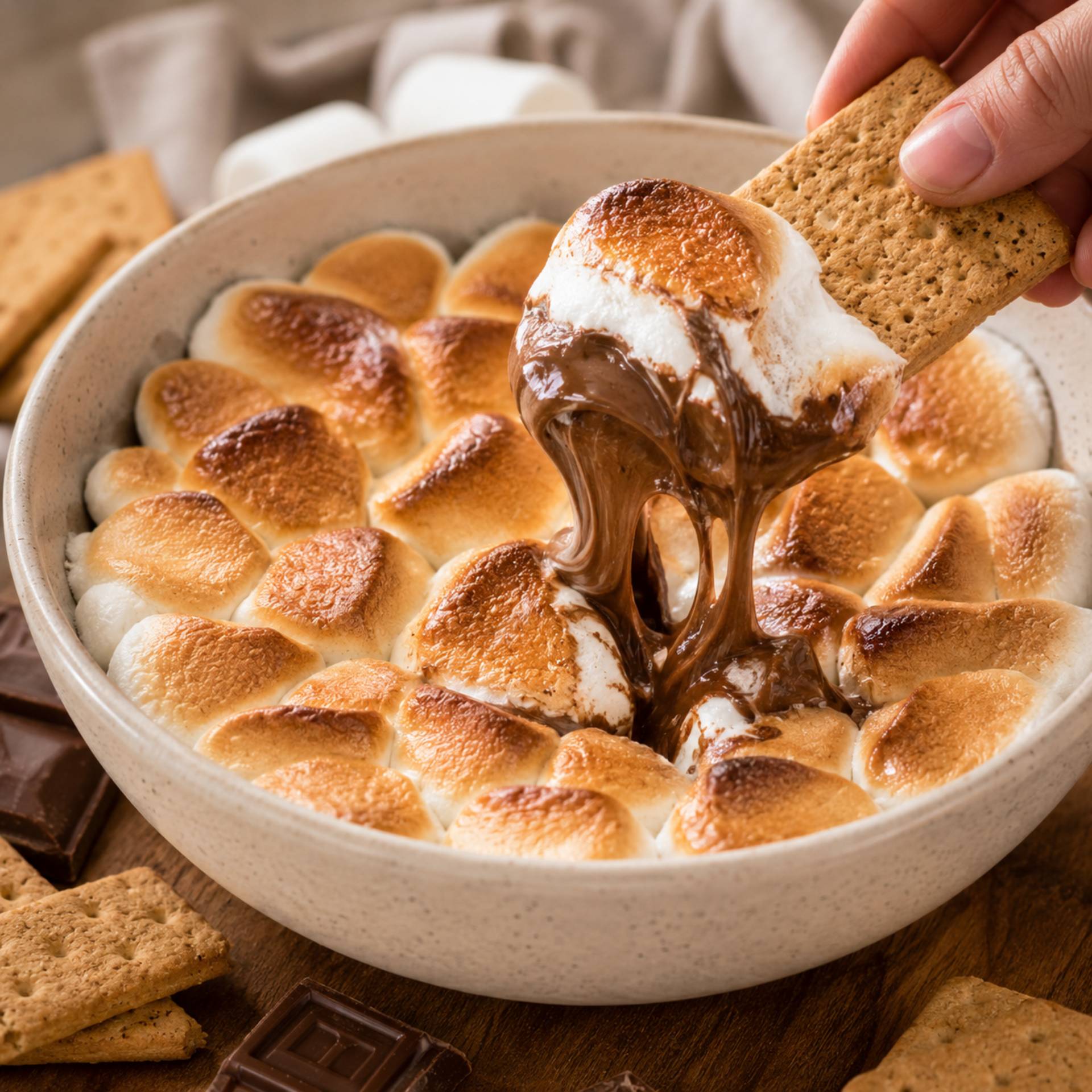 Dip de chocolate, nubes y galletas - Receta Crisp&Go 3P | Moulinex