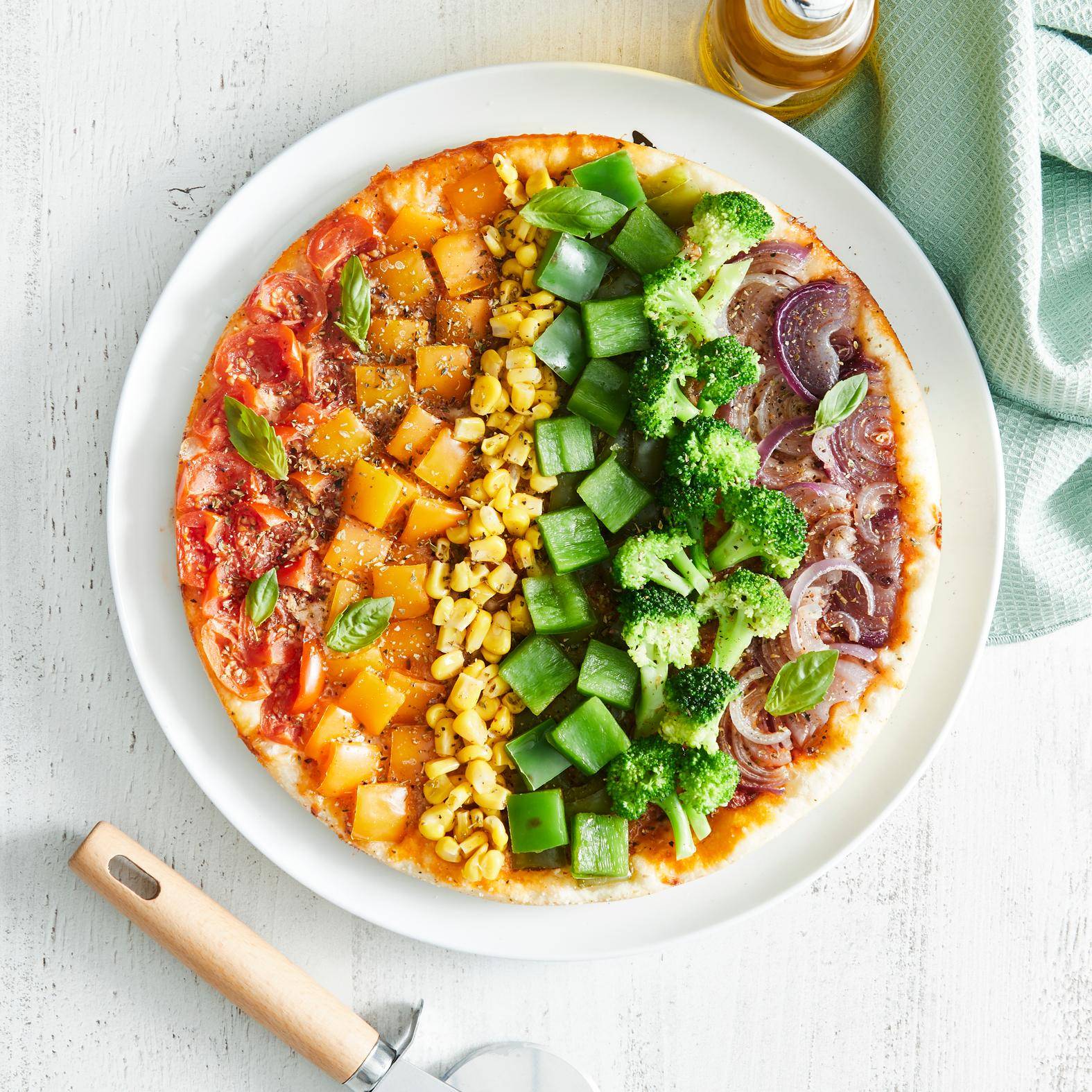 Pizza arcoíris - Receta Easy Fry XL Surface | Moulinex