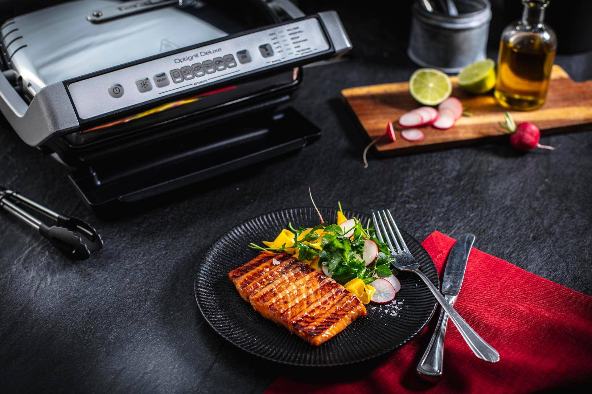Salmón glaseado con ensalada - Receta OptiGrill + | Moulinex