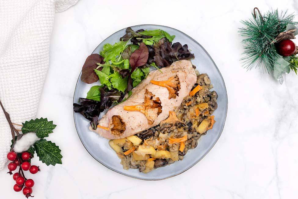 Pavo con setas, castañas, manzana y calvados - Receta Companion | Moulinex