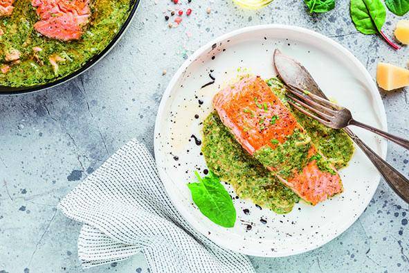 Filete de salmón al pesto - Receta Click&Cook | Moulinex