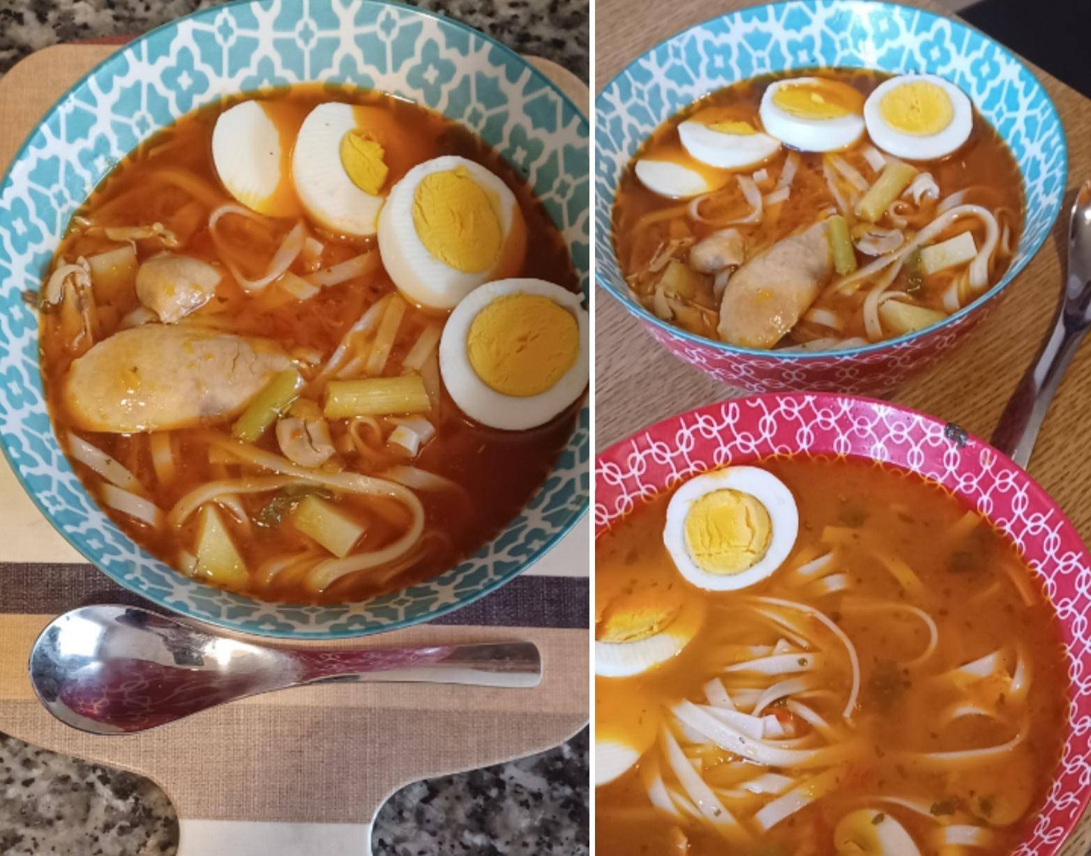 Fideos Udon con pollo,huevos y verduras - Receta Companion Connect XL | Moulinex