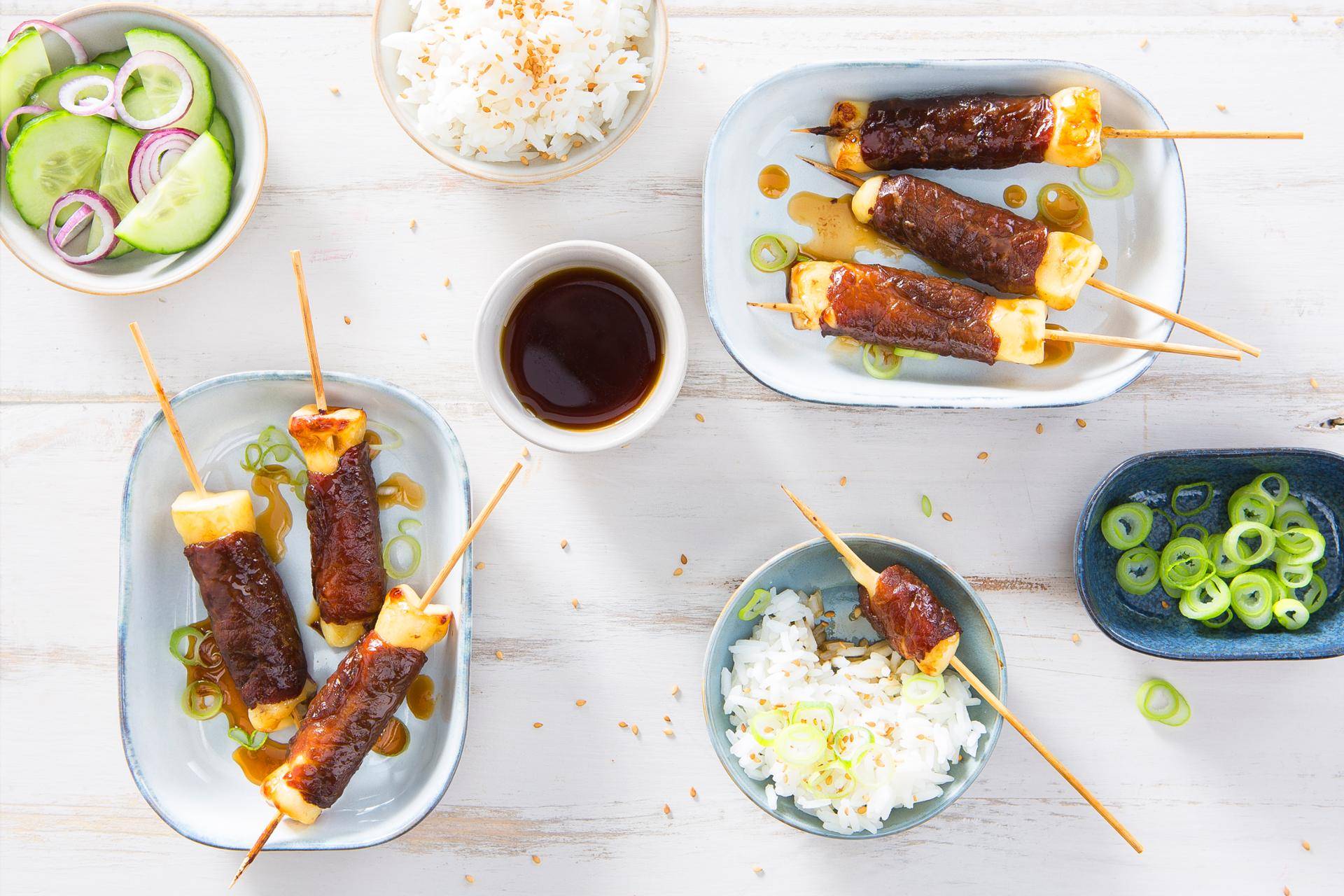 Pinchos de ternera con salsa teriyaki - Receta Easy Fry Max | Moulinex