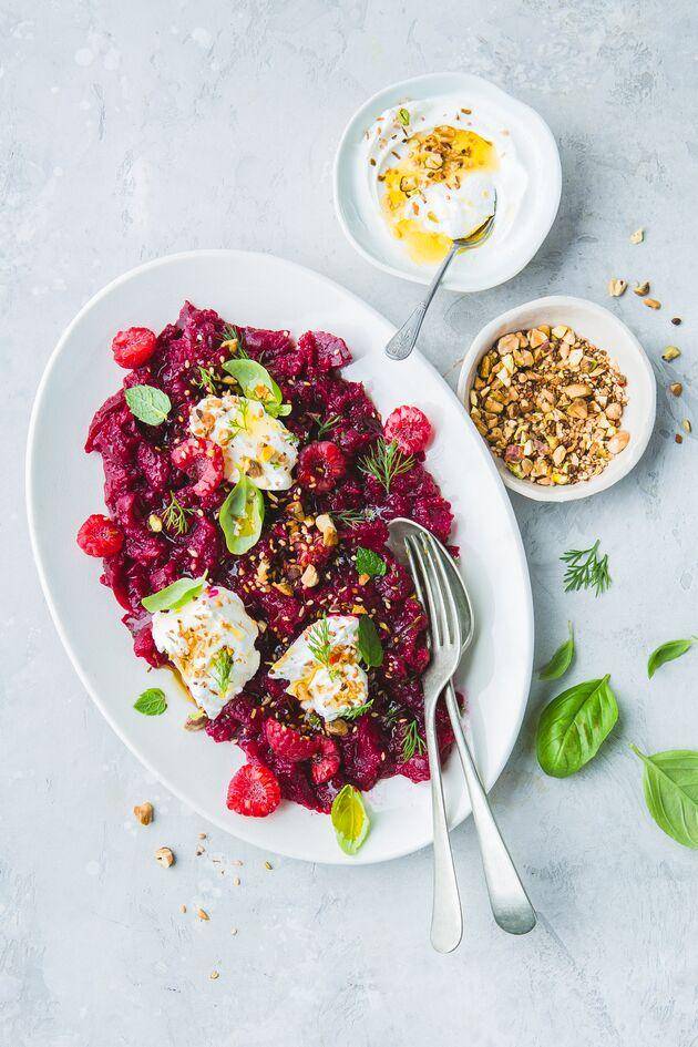 Tartar de remolacha, labneh y dukkah de pistachos - Receta Perfectmix + | Moulinex