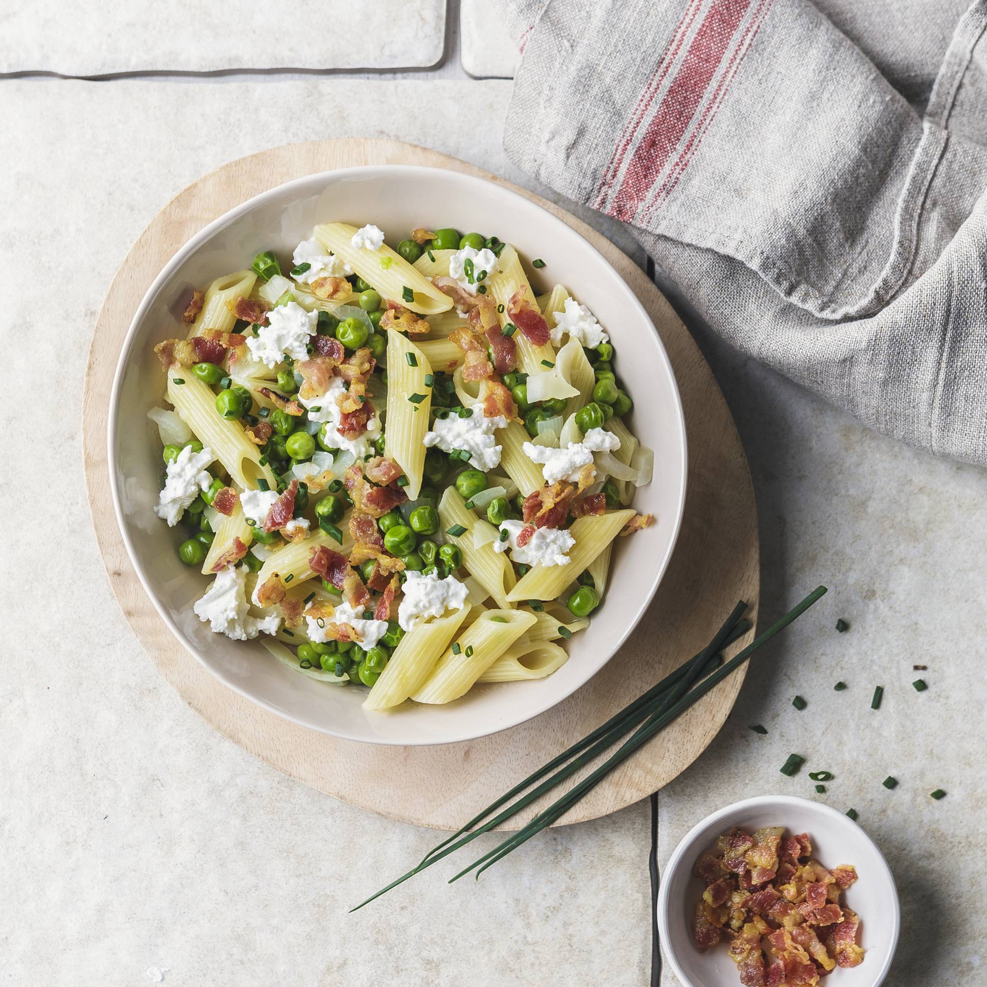 Pasta con panceta y guisantes - Receta Cookeo | Moulinex