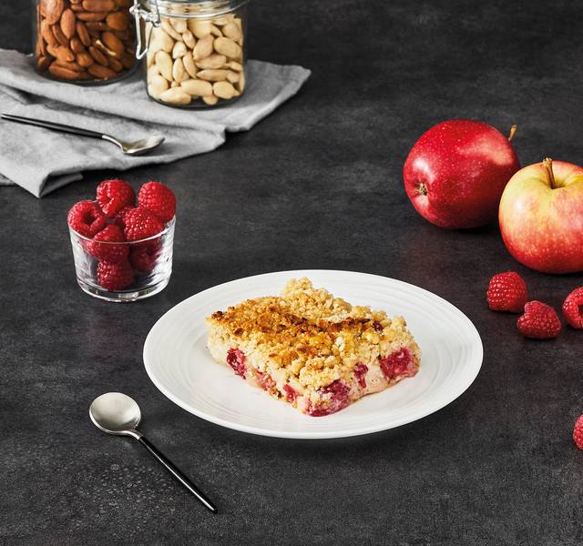 Crumble de manzana y frambuesa - Receta OptiGrill + | Moulinex