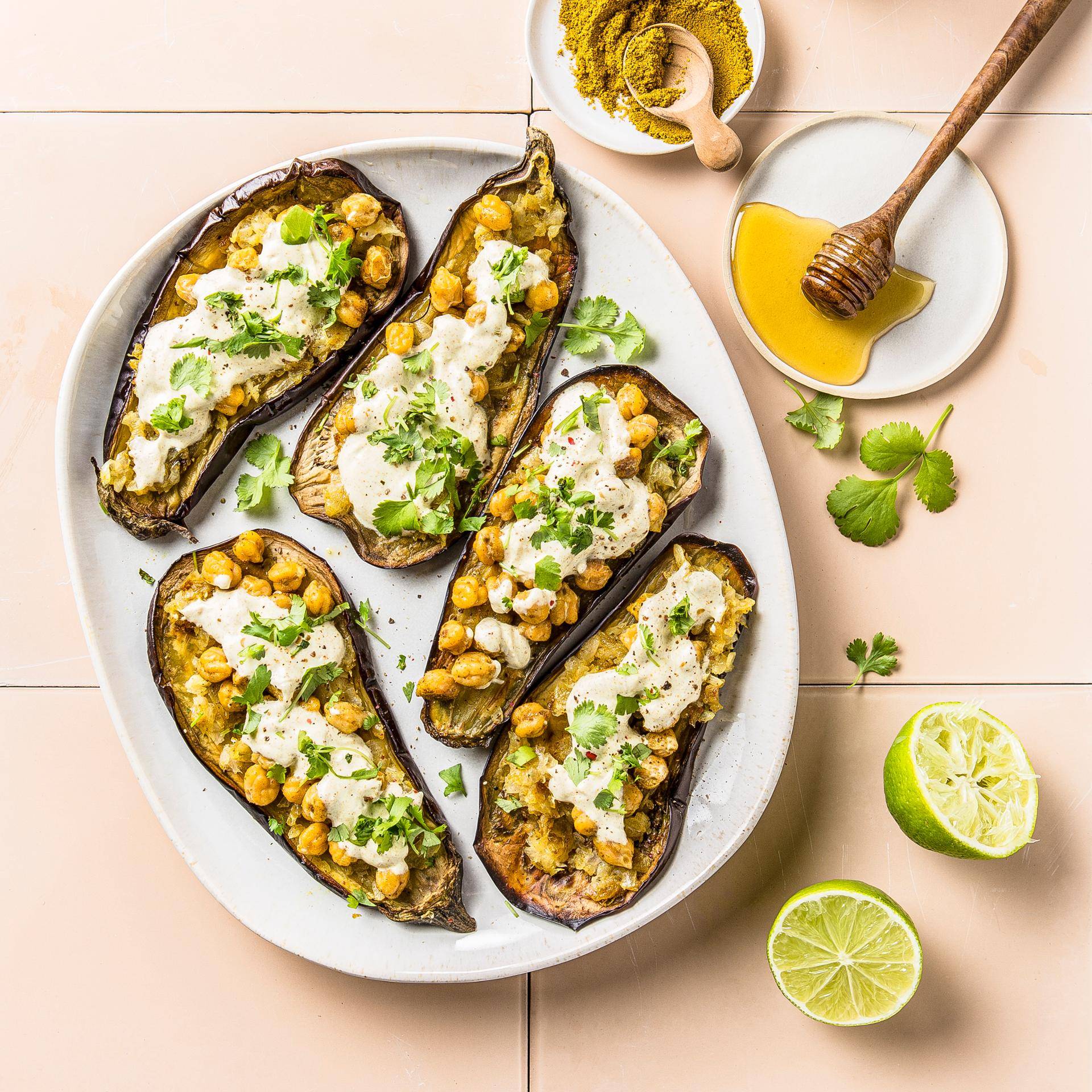 Berenjenas al horno con salsa de yogur y curry - Receta Companion | Moulinex
