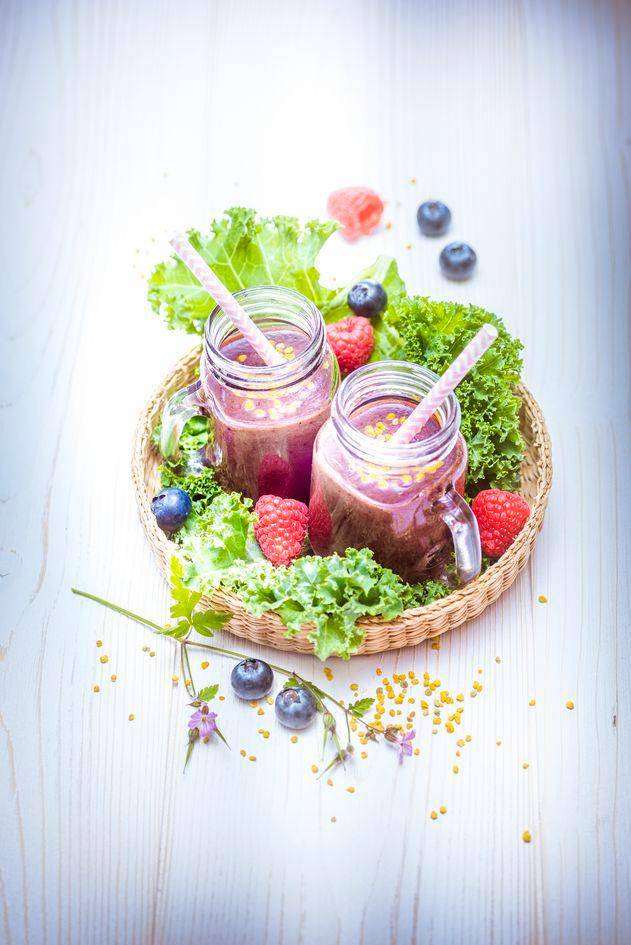 Smoothie de col rizada, arándanos, frambuesas y plátano - Receta Perfectmix + | Moulinex