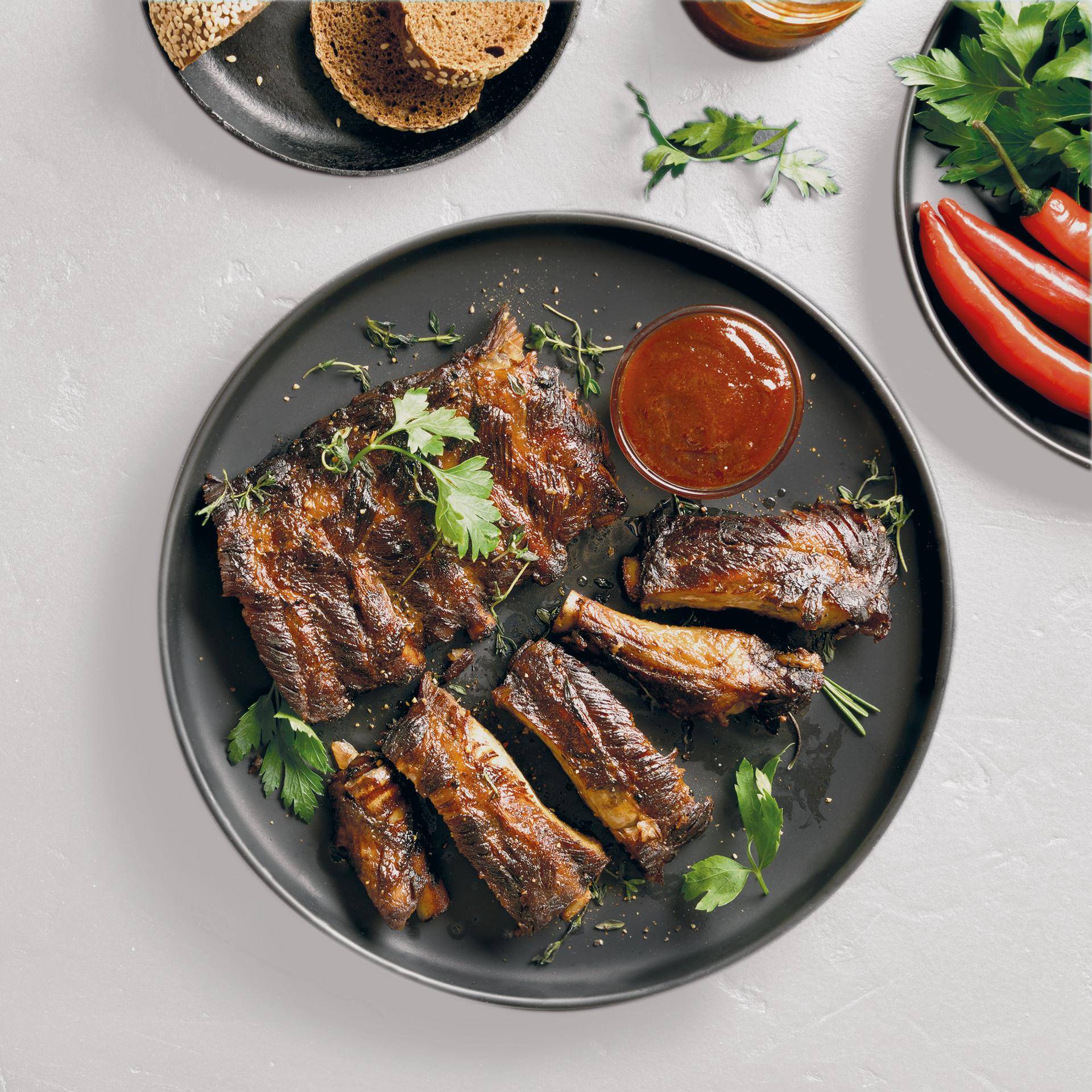 Costillas a la parrilla con salsa barbacoa - Receta Easy Fry XL Surface | Moulinex