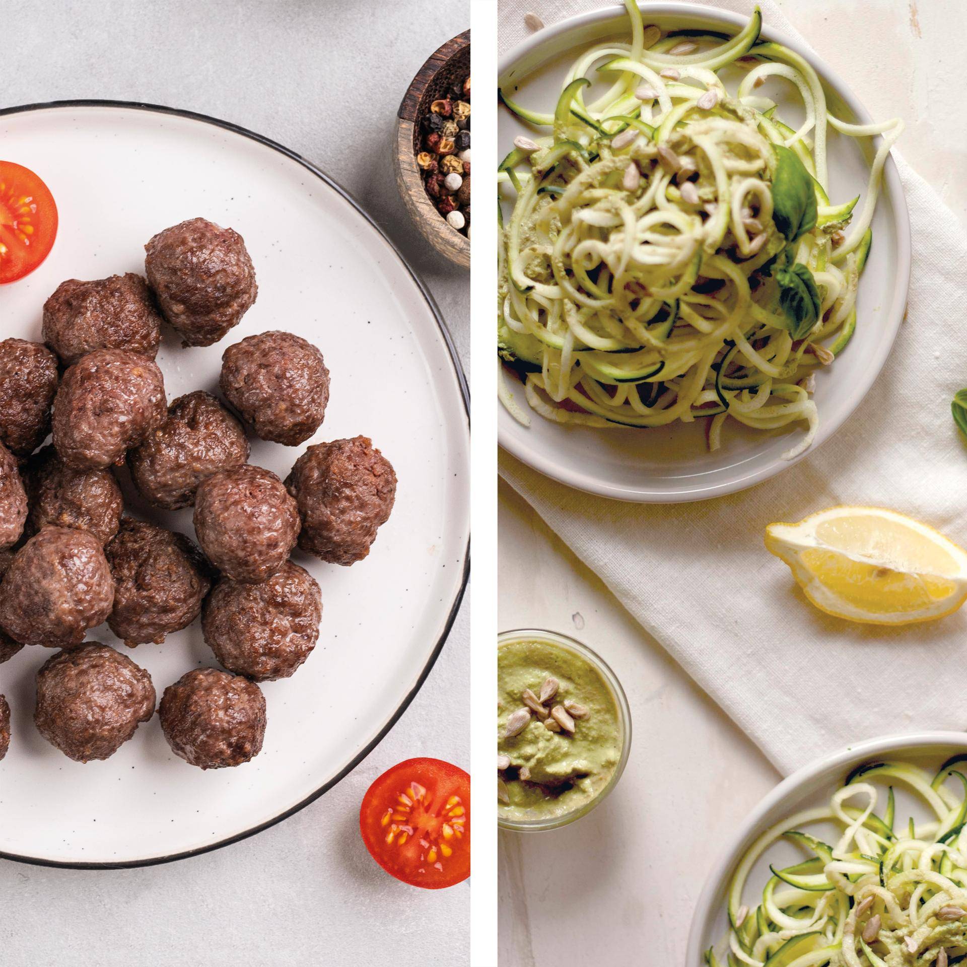 Albóndigas y espaguetis de calabacín - Receta DUAL EASY FRY XXL | Moulinex
