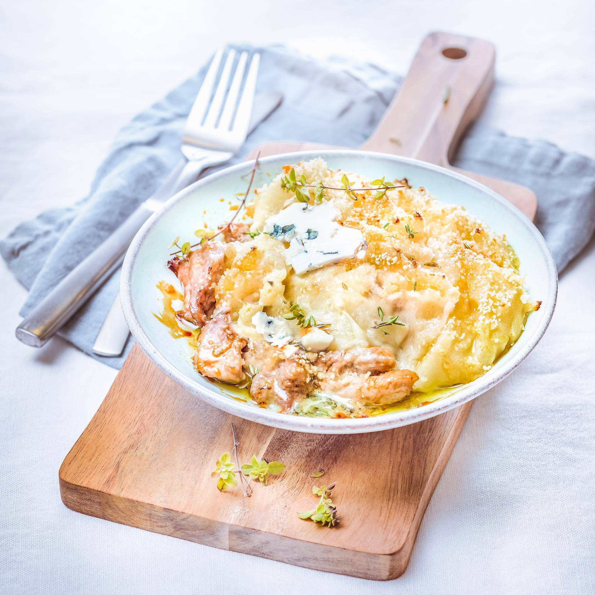 Parmentier de cerdo con roquefort - Receta Companion | Moulinex