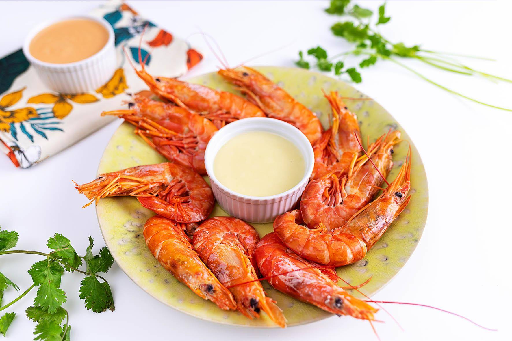Gambones con mayonesa de wasabi y salsa rosa - Receta Click&Cook | Moulinex