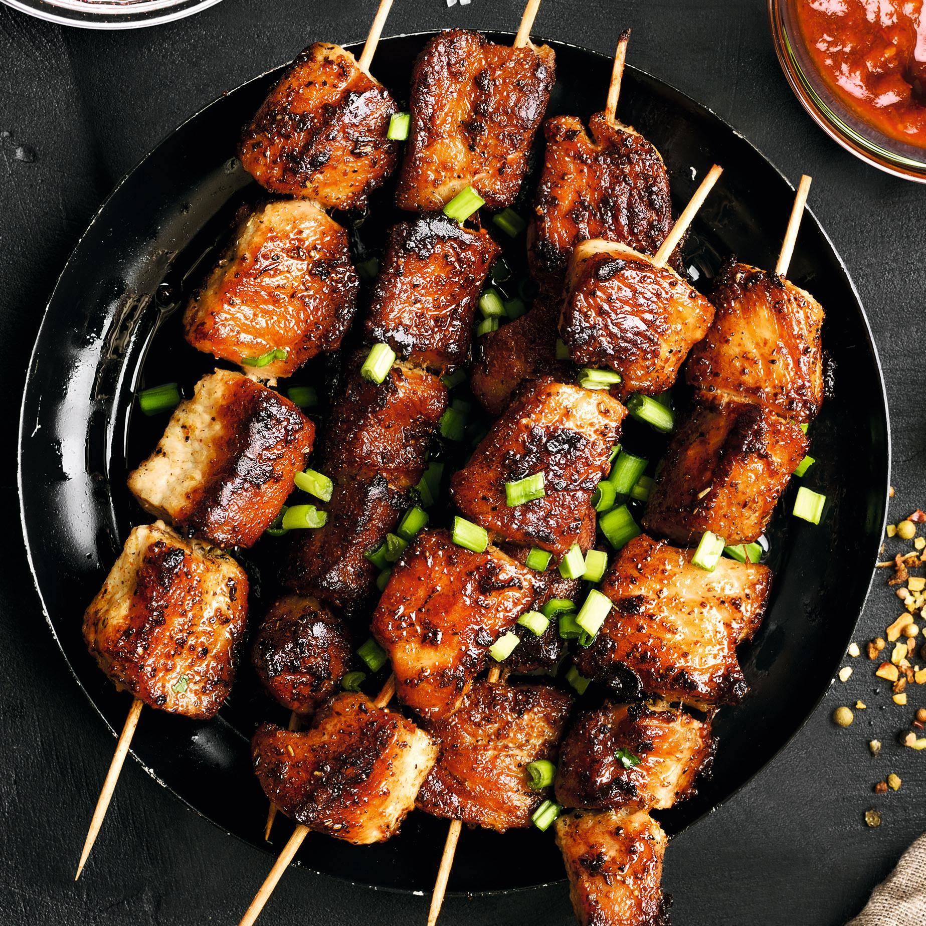 Brochetas de cerdo con salsa barbacoa - Receta OptiGrill 2in1 | Moulinex