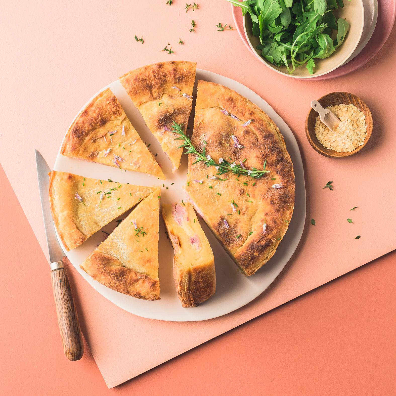 Tarta de patatas, jamón y queso - Receta Companion | Moulinex