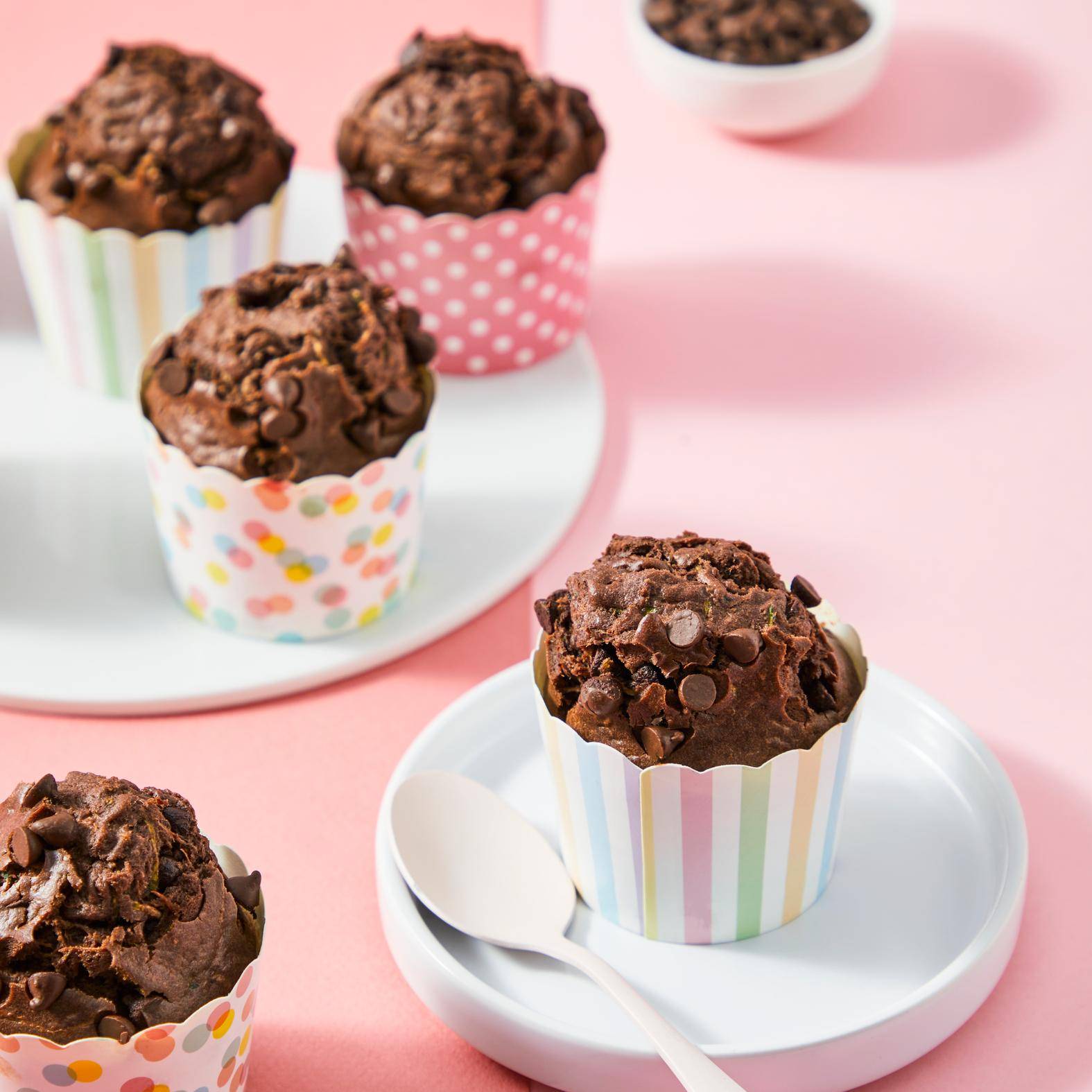 Muffins de calabacín con doble chocolate. - Receta EASY FRY & GRILL 2 in 1 MECHANICAL | Moulinex