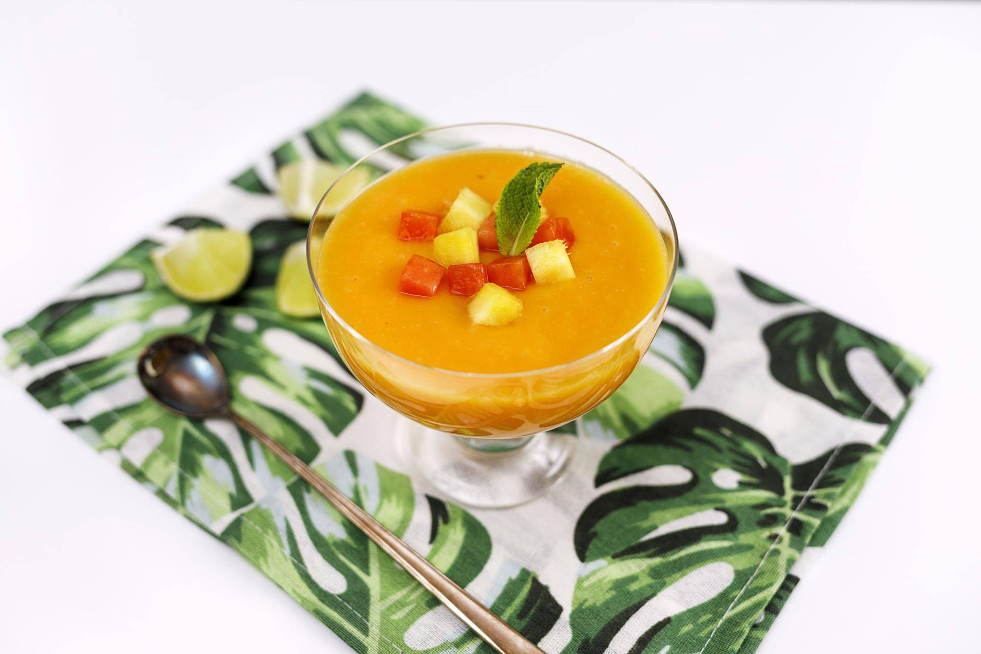 Crema de coco, mango, piña y papaya - Receta Companion | Moulinex