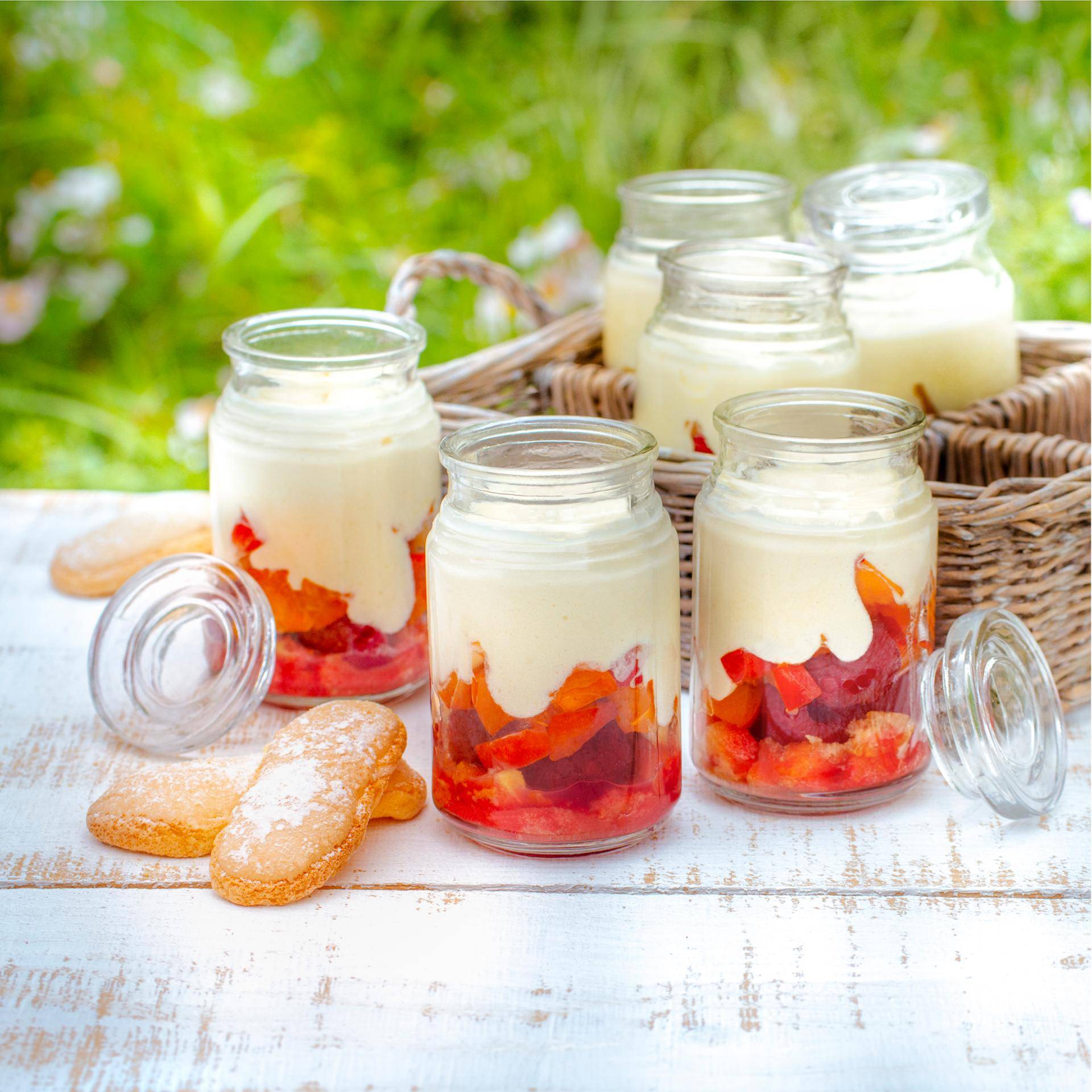 Tiramisú de albaricoques y frambuesas - Receta Companion Connect | Moulinex