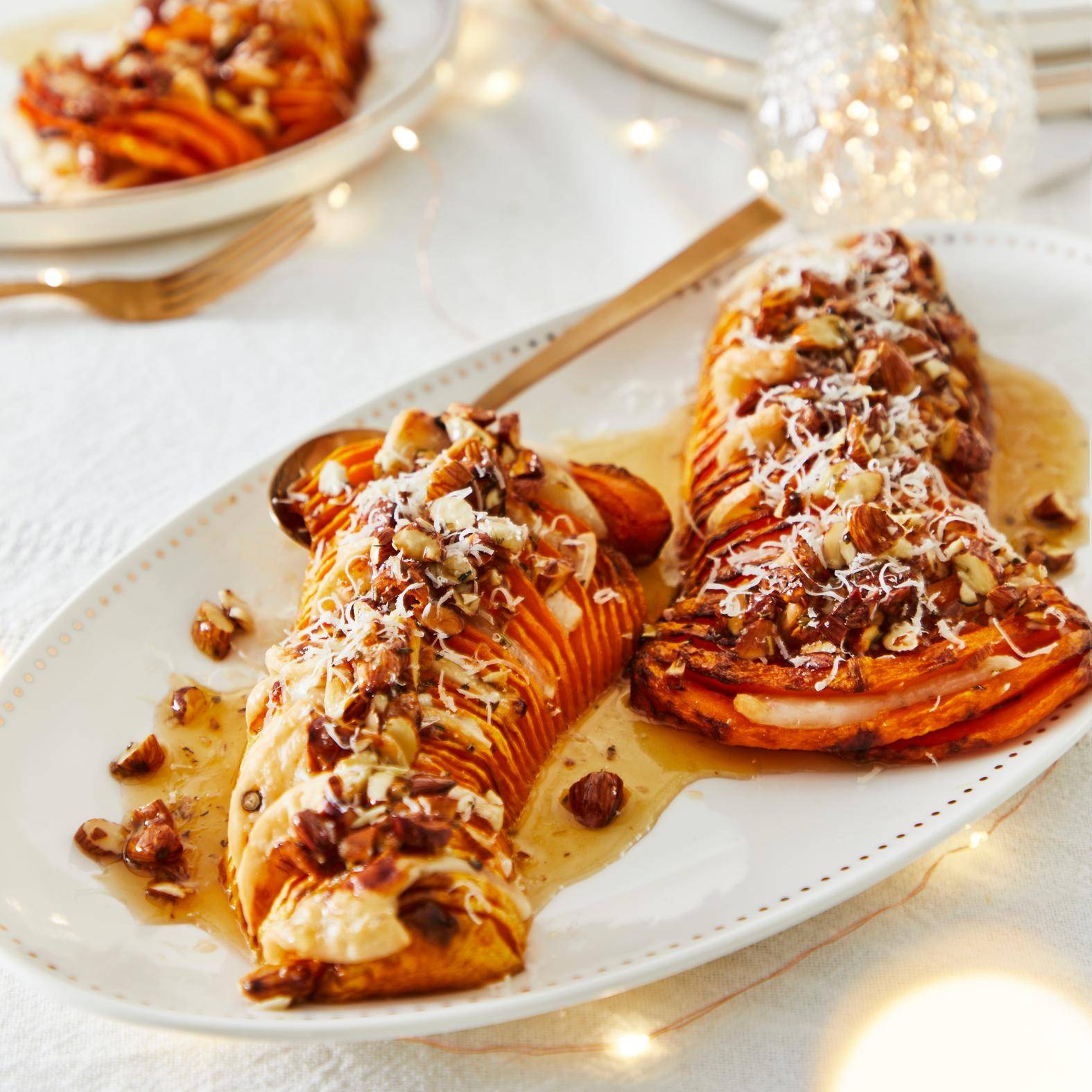 Calabaza Hasselback con almendras, miel y queso pecorino - Receta undefined | Moulinex