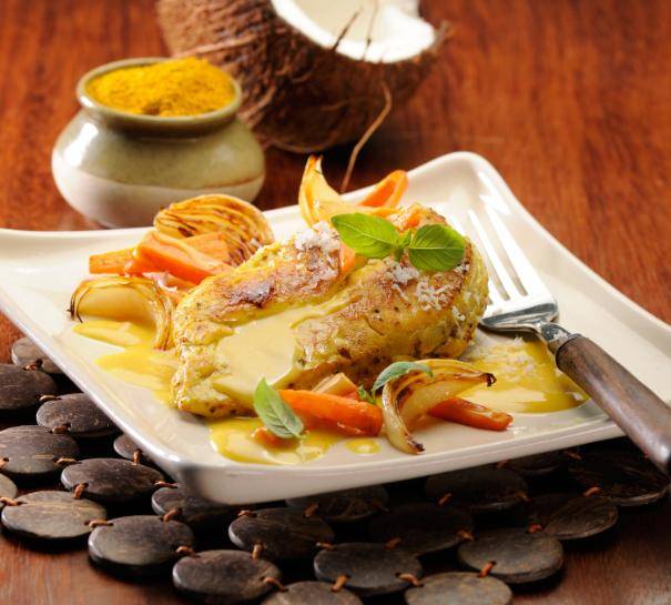 Filetes de pollo al curry de coco - Receta Companion Connect XL | Moulinex