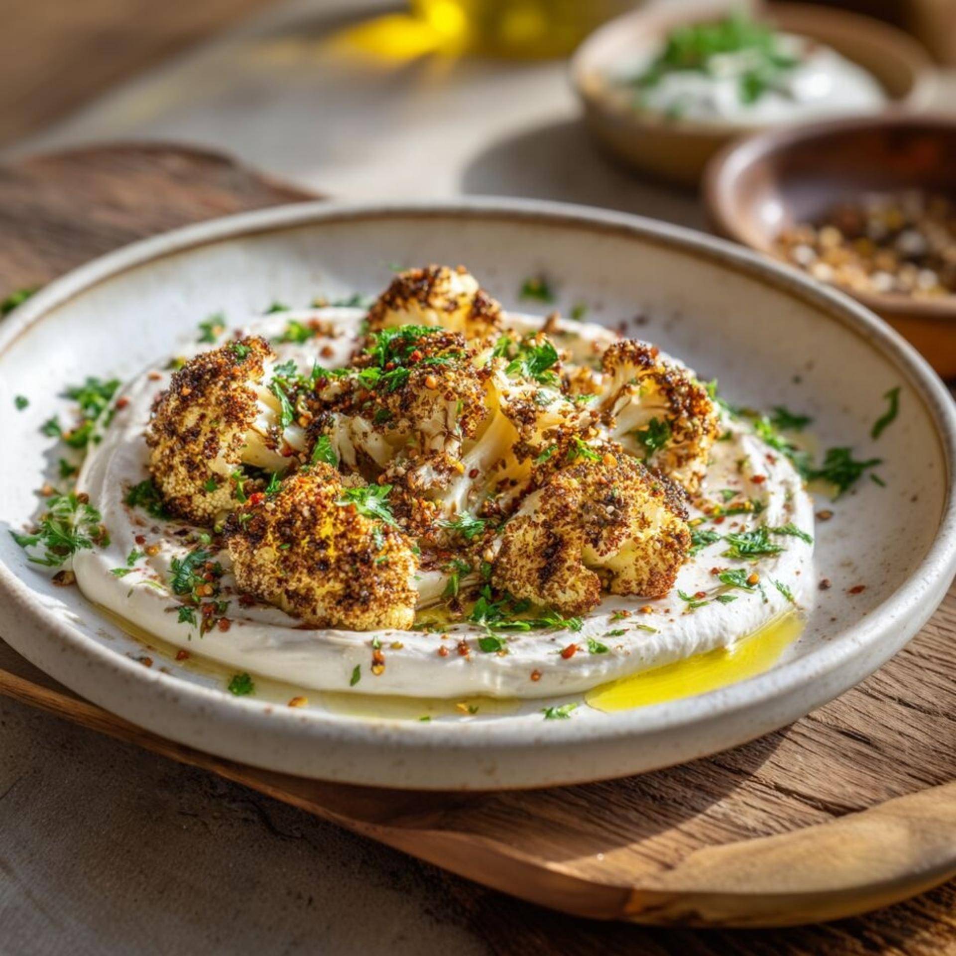 Coliflor Asada con Zaatar, Salsa de Yogur-Tahini - Receta Companion Connect | Moulinex
