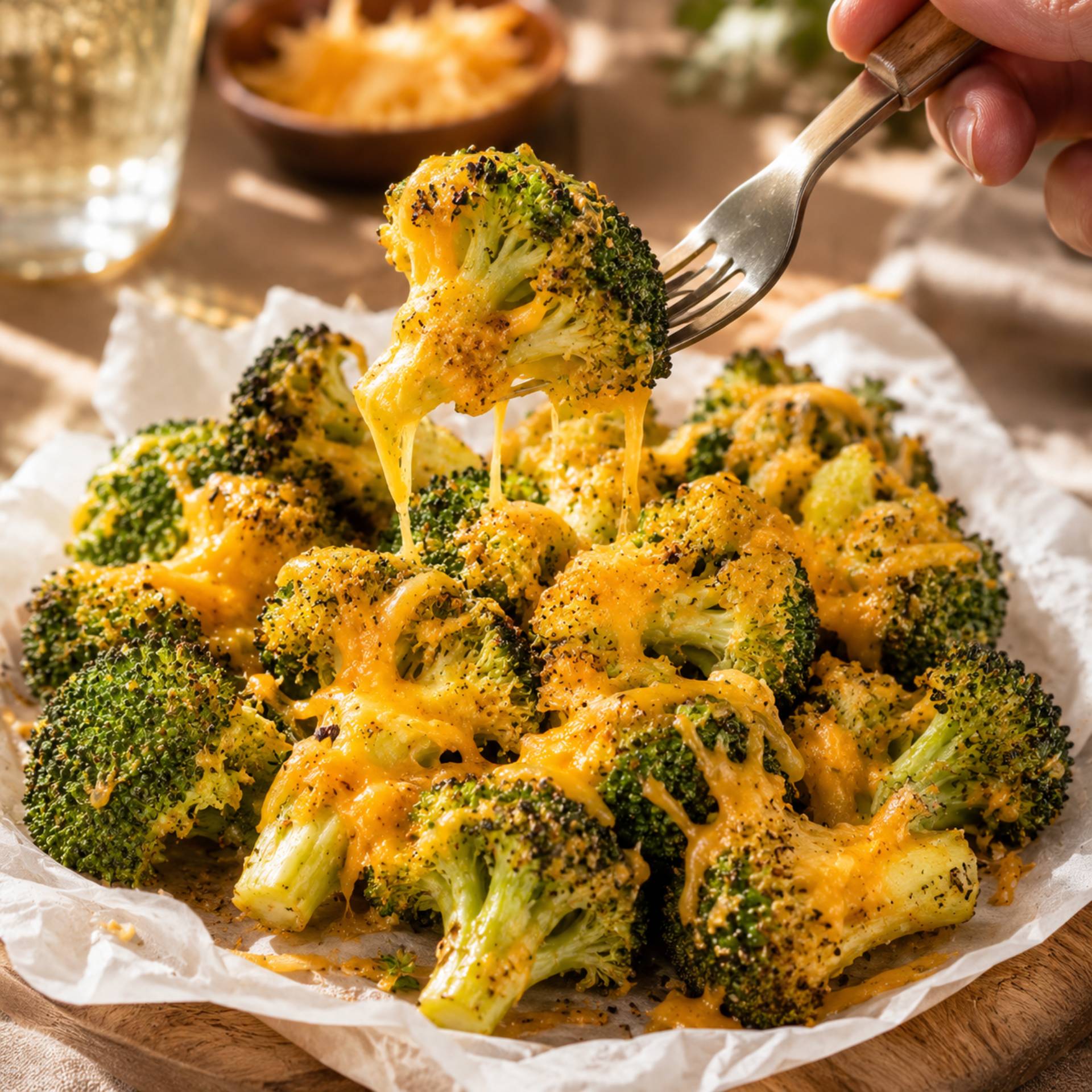 Brócoli crujiente con cheddar - Receta Crisp&Go 4P | Moulinex