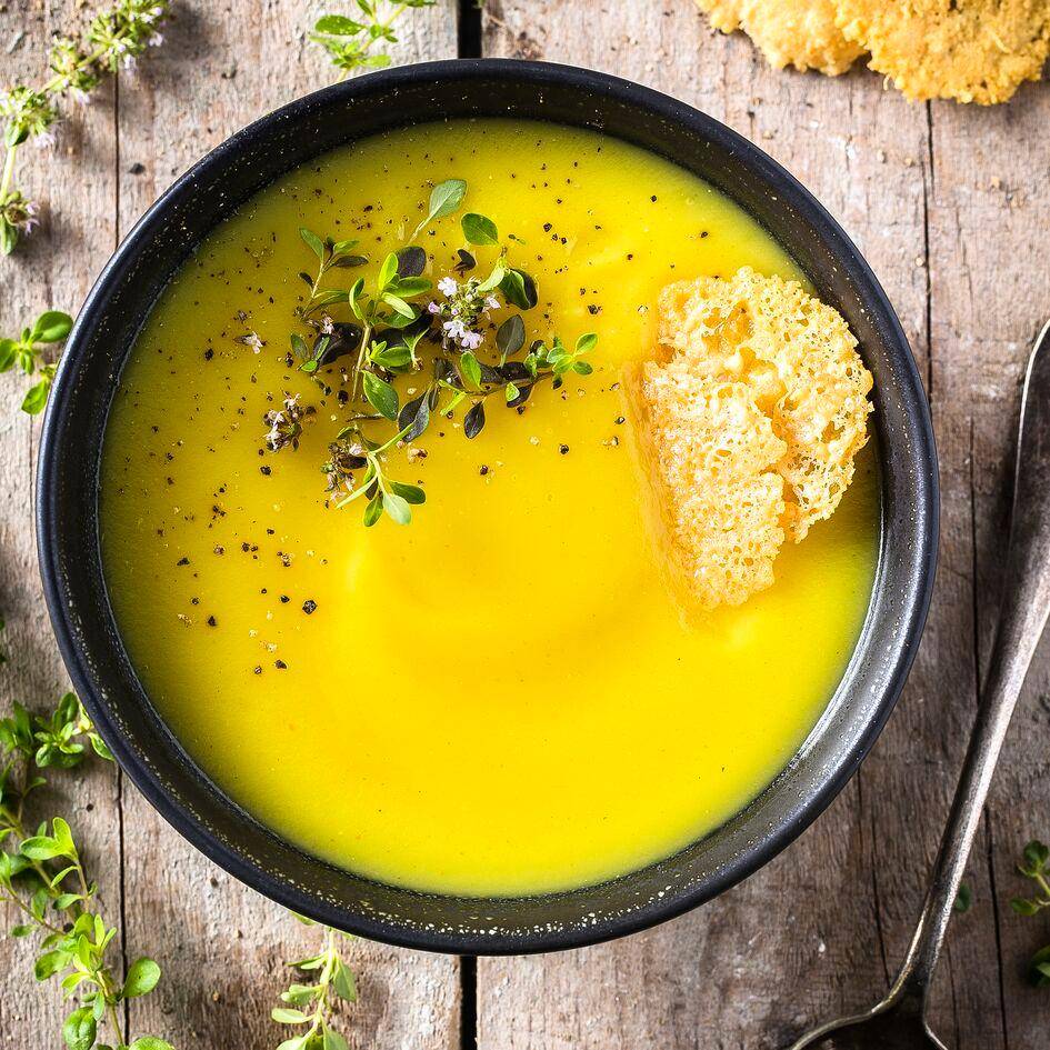 Sopa de lentejas rojas, calabaza y cúrcuma - Receta Perfectmix Cook | Moulinex
