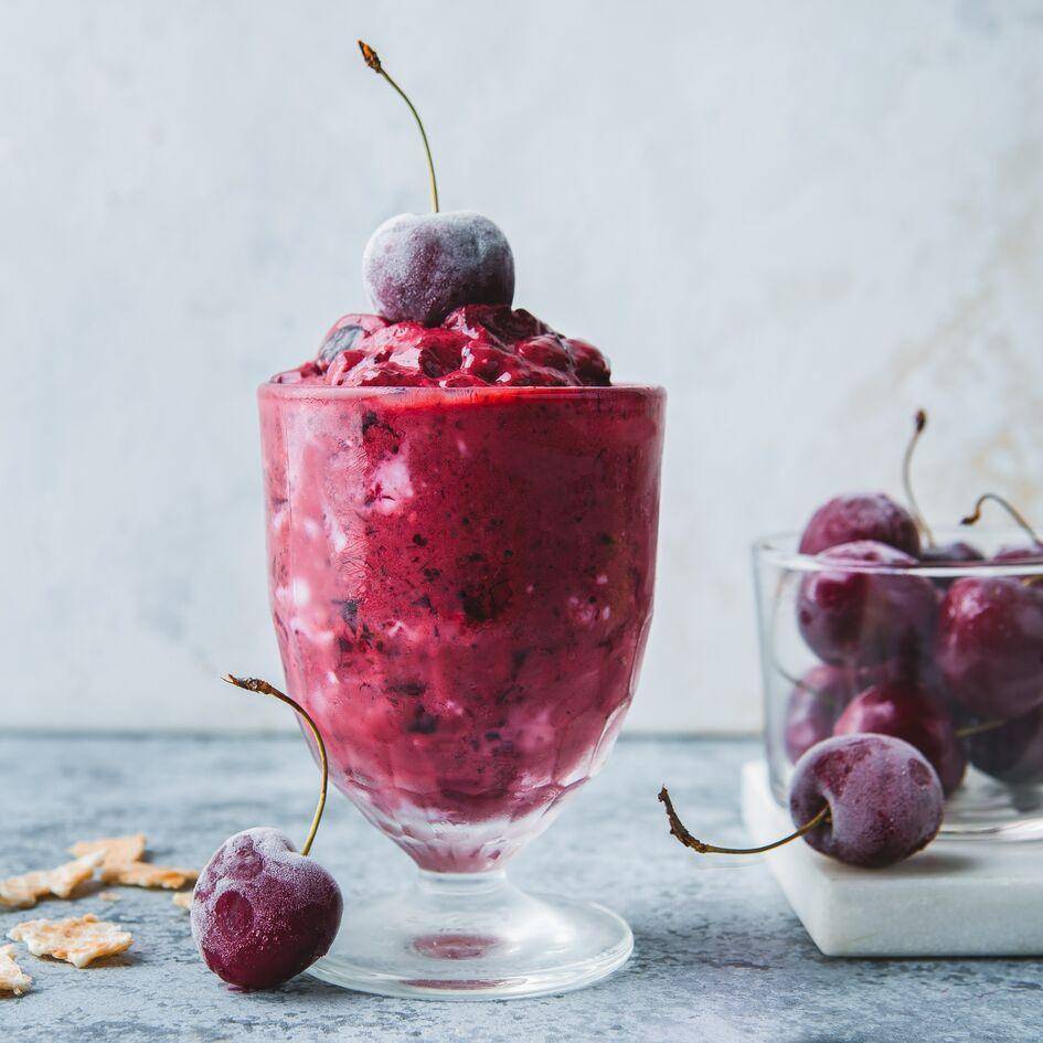 Yogur helado con cerezas - Receta Perfectmix + | Moulinex