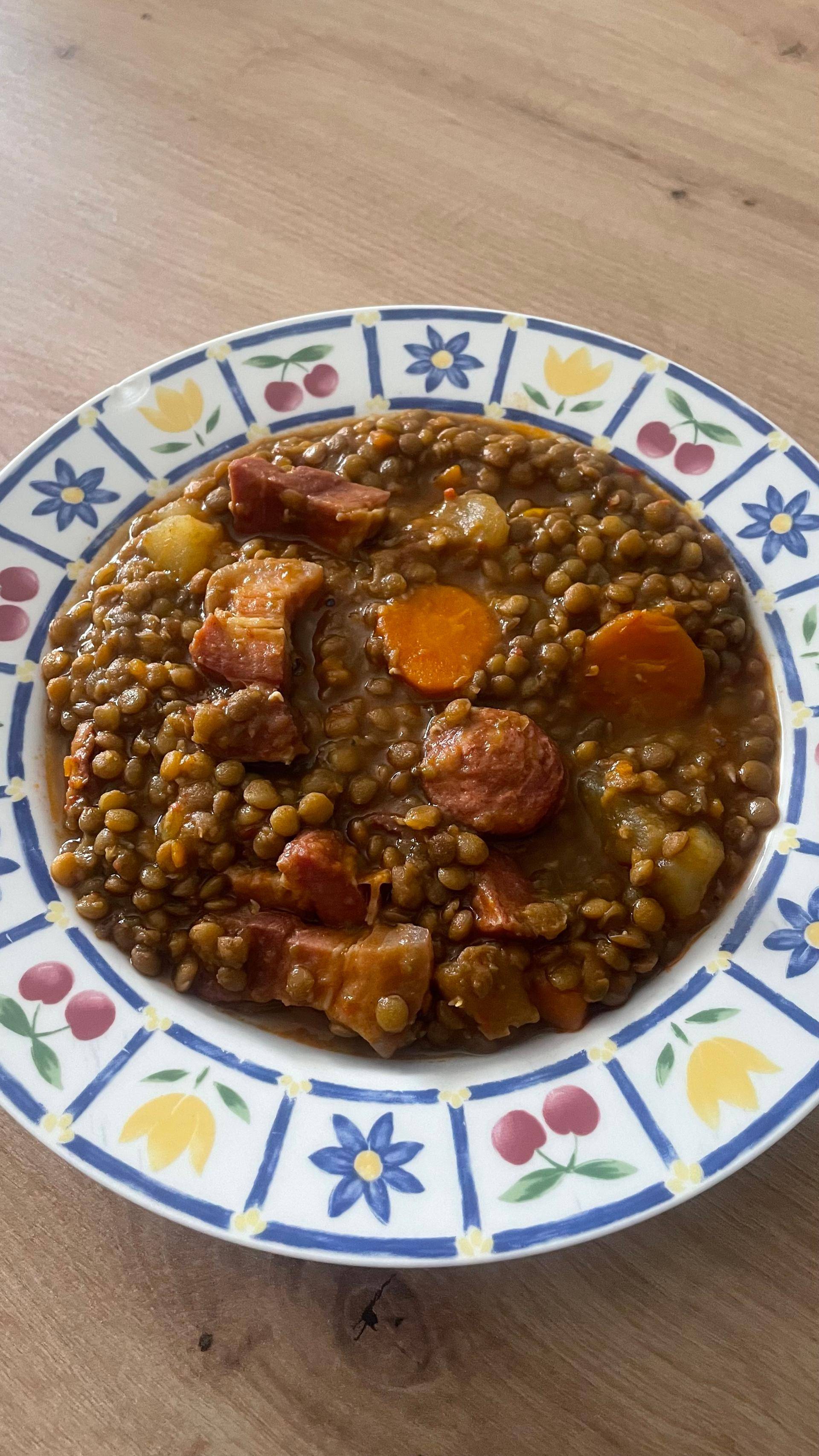 Lentejas con panceta y chorizo - Receta Companion | Moulinex