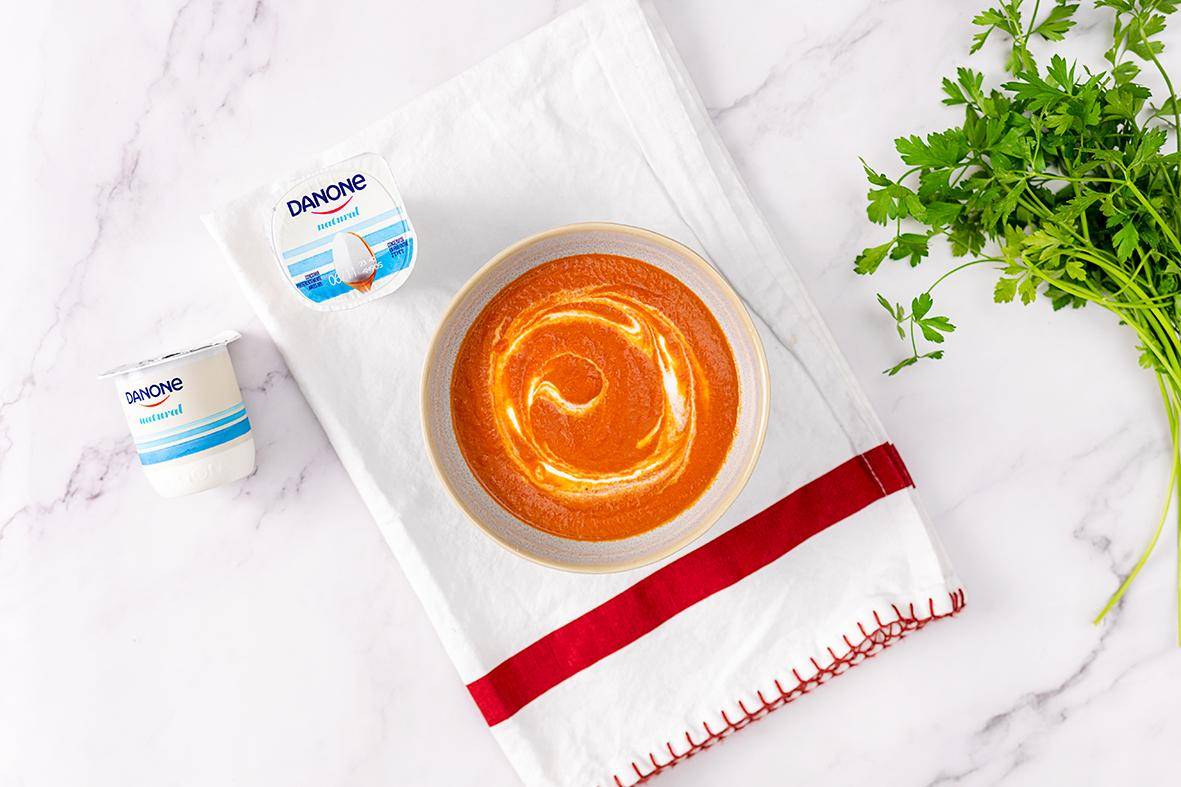 Crema de tomate y yogur natural Danone - Receta Click&Cook | Moulinex