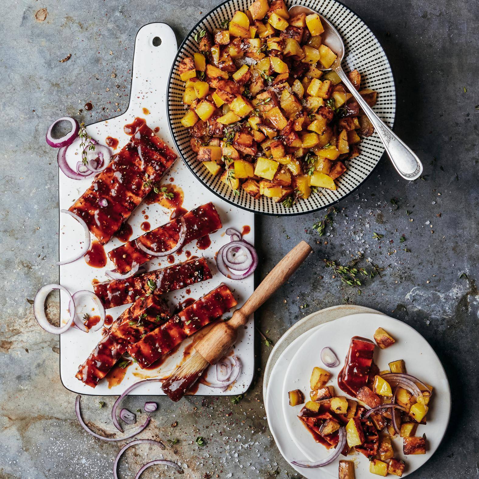 Costillas de tofu con tomillo y patatas fritas - Receta OptiGrill 2in1 XL | Moulinex