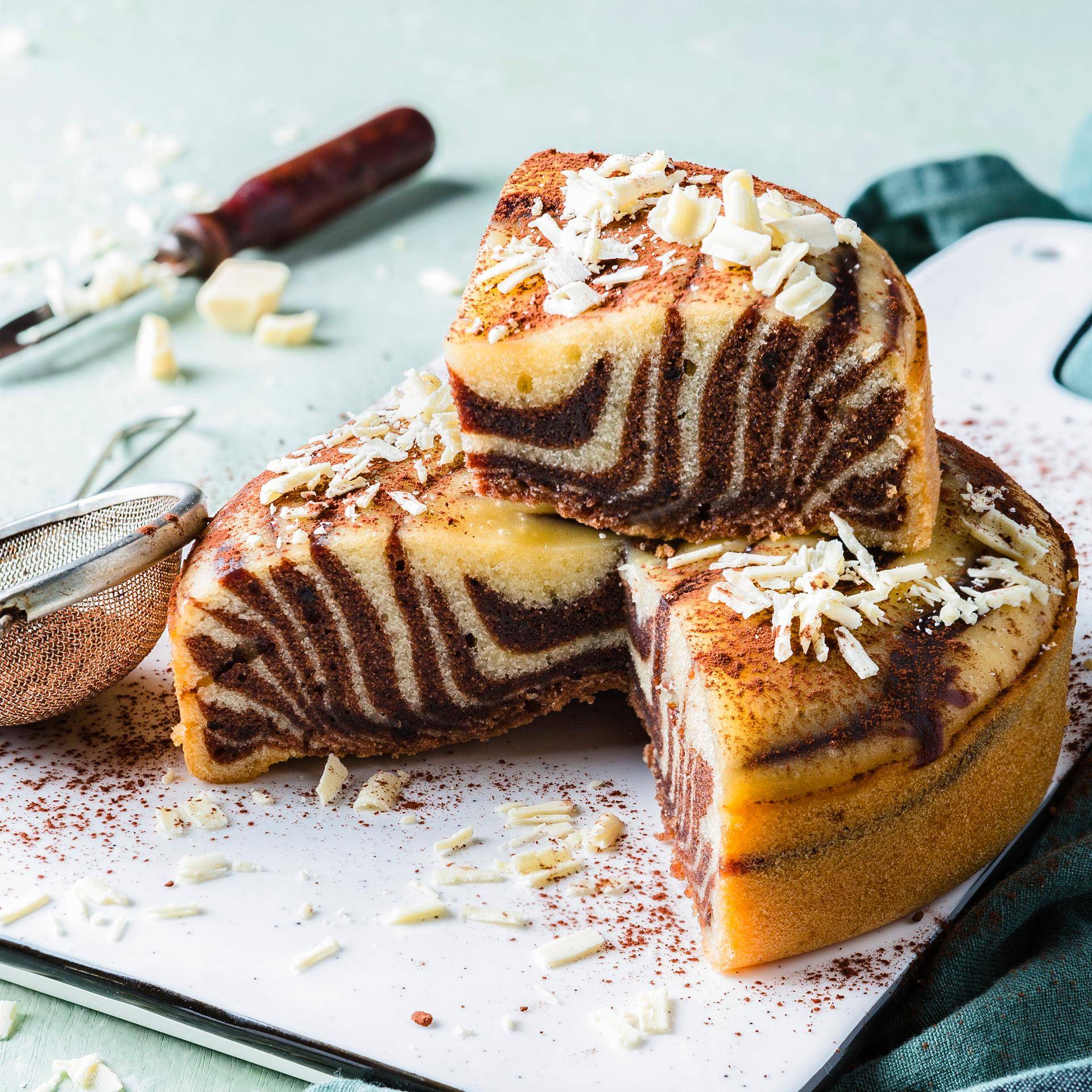 Pastel cebra de vainilla y chocolate - Receta Multifunction Airfryer Oven Digital | Moulinex