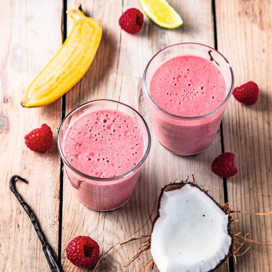 Batido de frambuesa, coco y vainilla - Receta Blend up | Moulinex