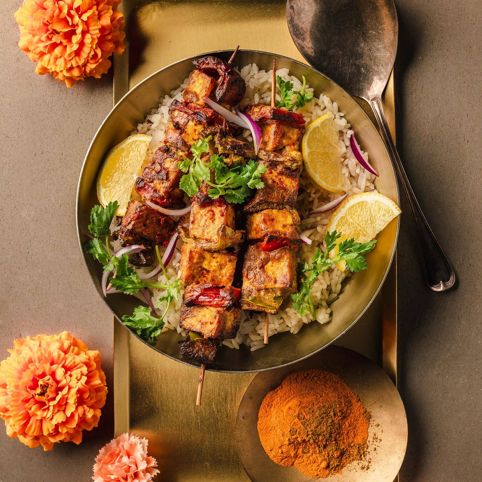 Brochetas de tofu al estilo Tika Masala - Receta EASY FRY & GRILL 2 in 1 MECHANICAL | Moulinex