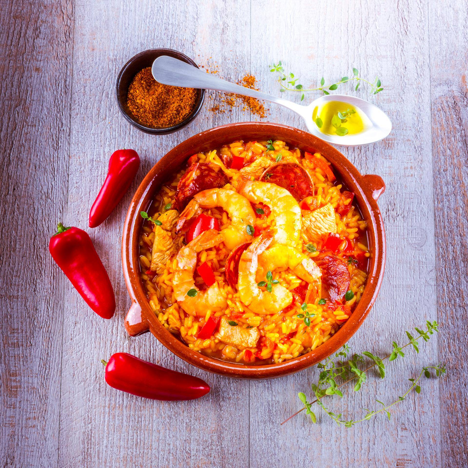 Paella exprés con gambas - Receta Companion Connect | Moulinex