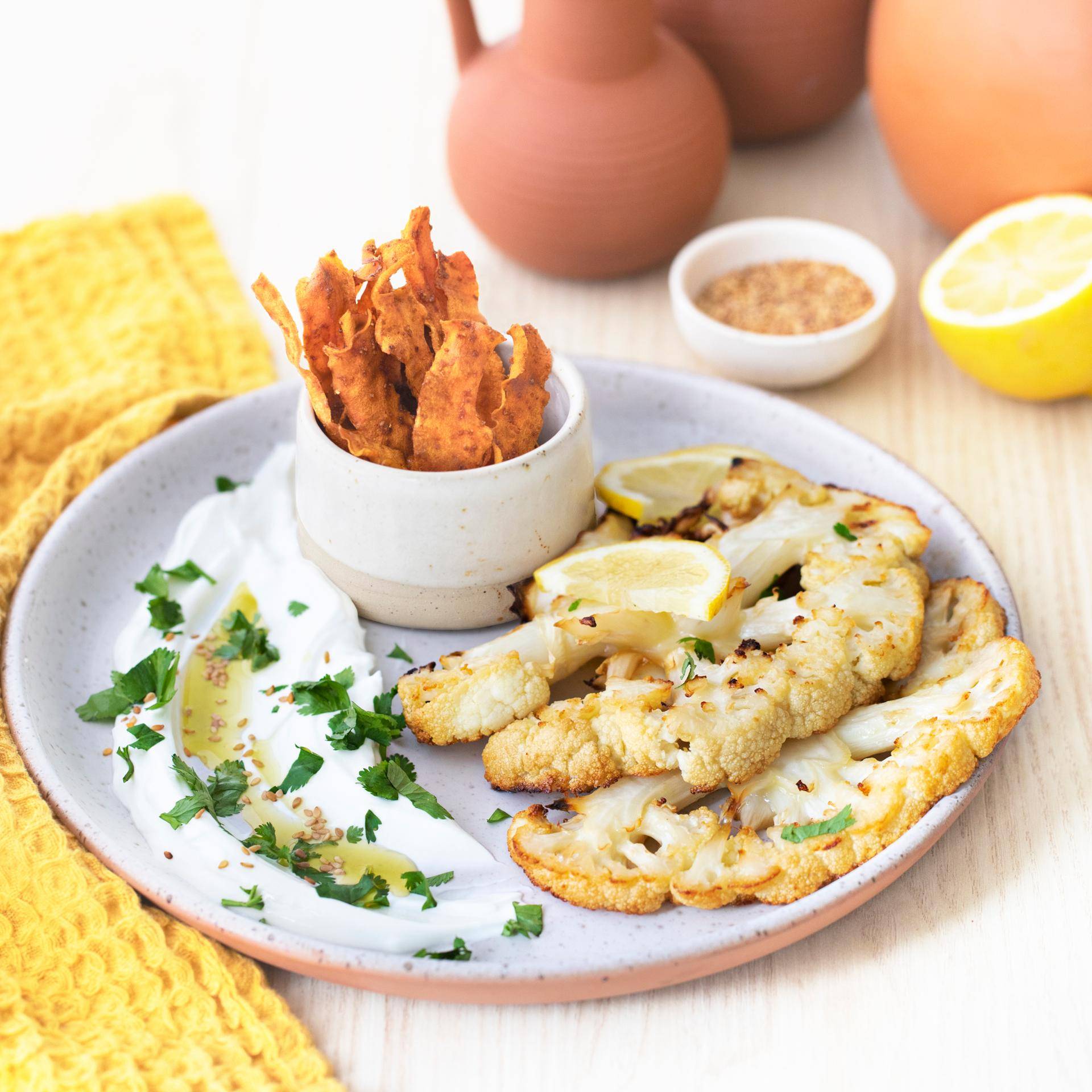 Filetes de coliflor con chips de zanahoria - Receta Dual EasyFry&Grill | Moulinex