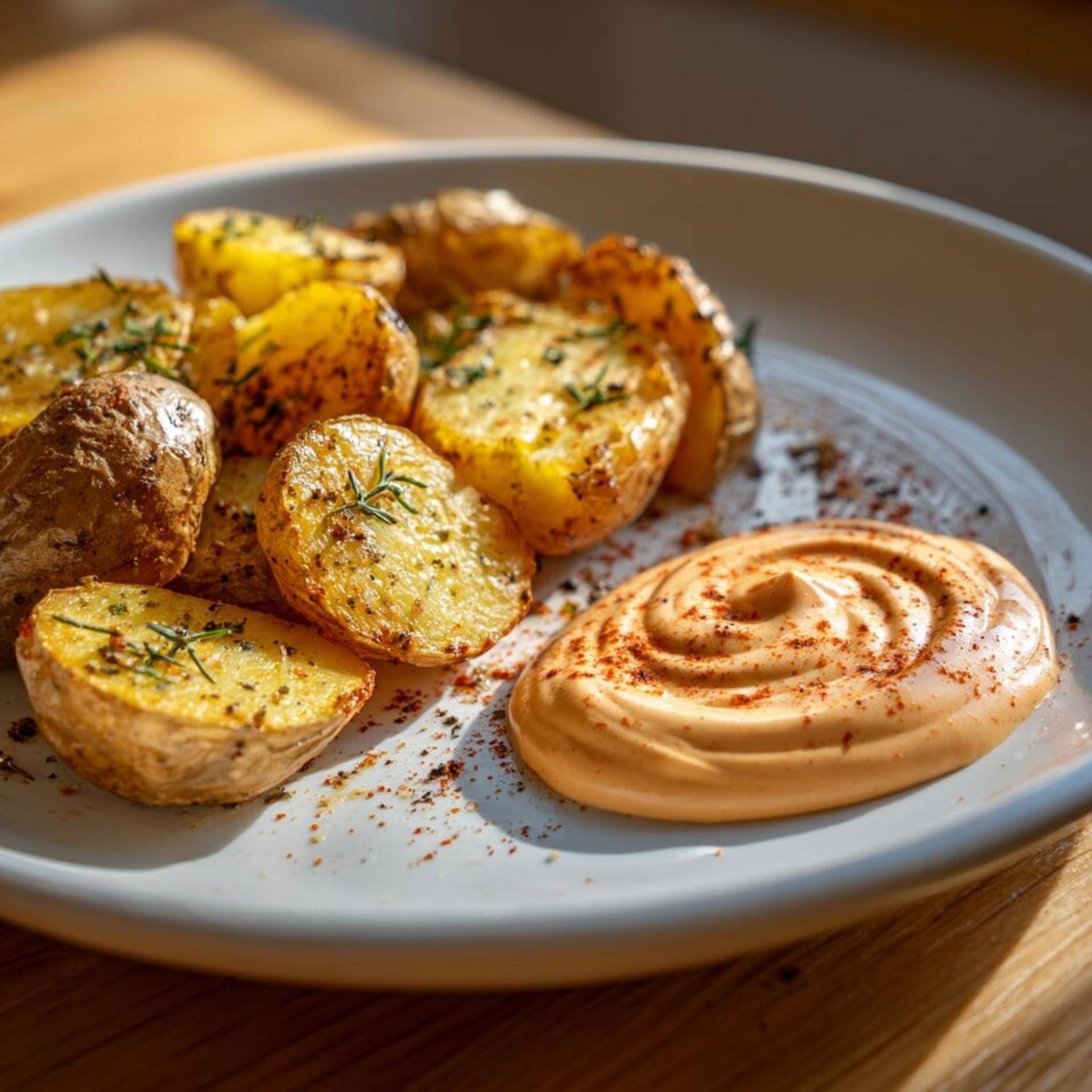 Patatas Baby Doradas, Mayonesa de Sriracha - Receta Companion Connect | Moulinex