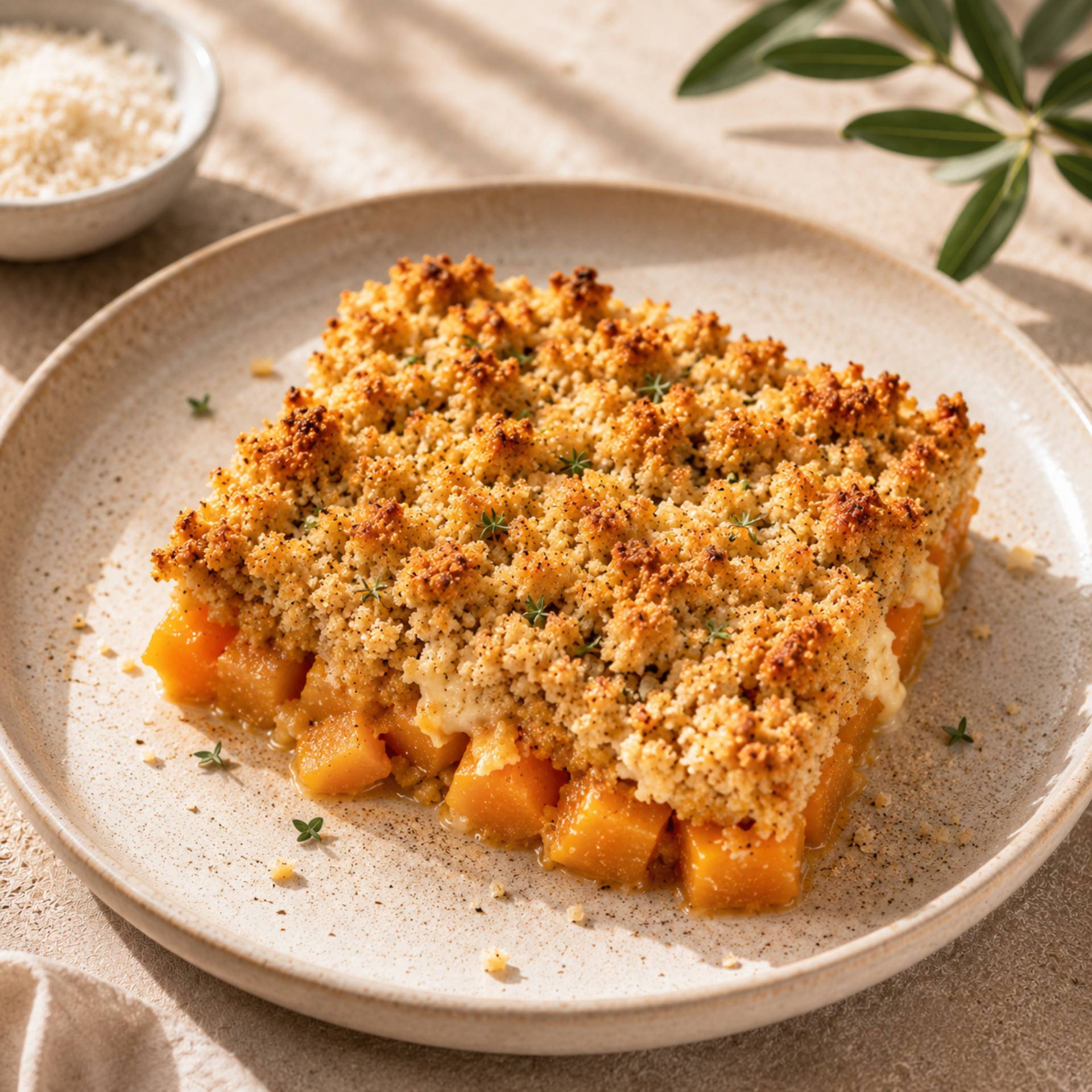 Crumble de calabaza violín y parmesano - Receta Crisp&Go 3P | Moulinex