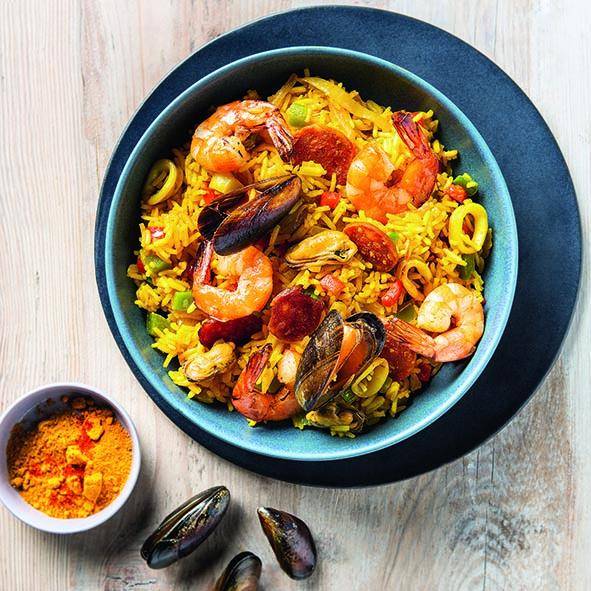 Paella exprés con gambas - Receta Click&Cook | Moulinex