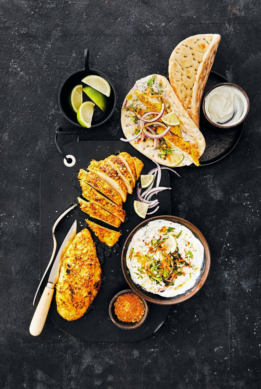 Pitas de pollo tandoori - Receta OptiGrill 4in1 | Moulinex