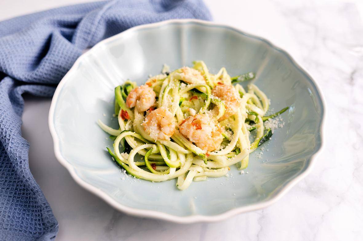 Espaguetis de calabacín con gambas - Receta Companion Connect XL | Moulinex