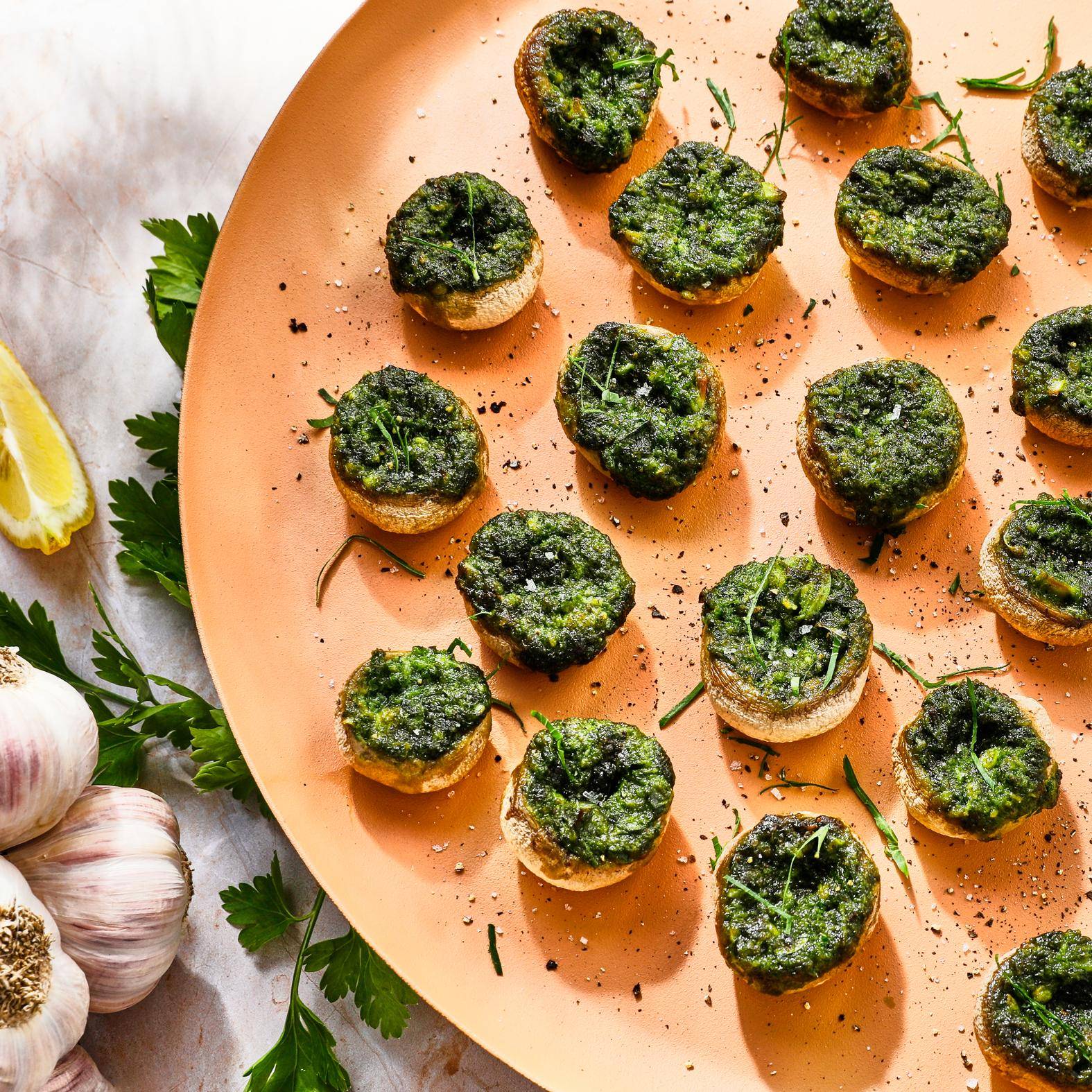 Champiñones rellenos con ajo y perejil - Receta EASY FRY & GRILL 2 in 1 MECHANICAL | Moulinex